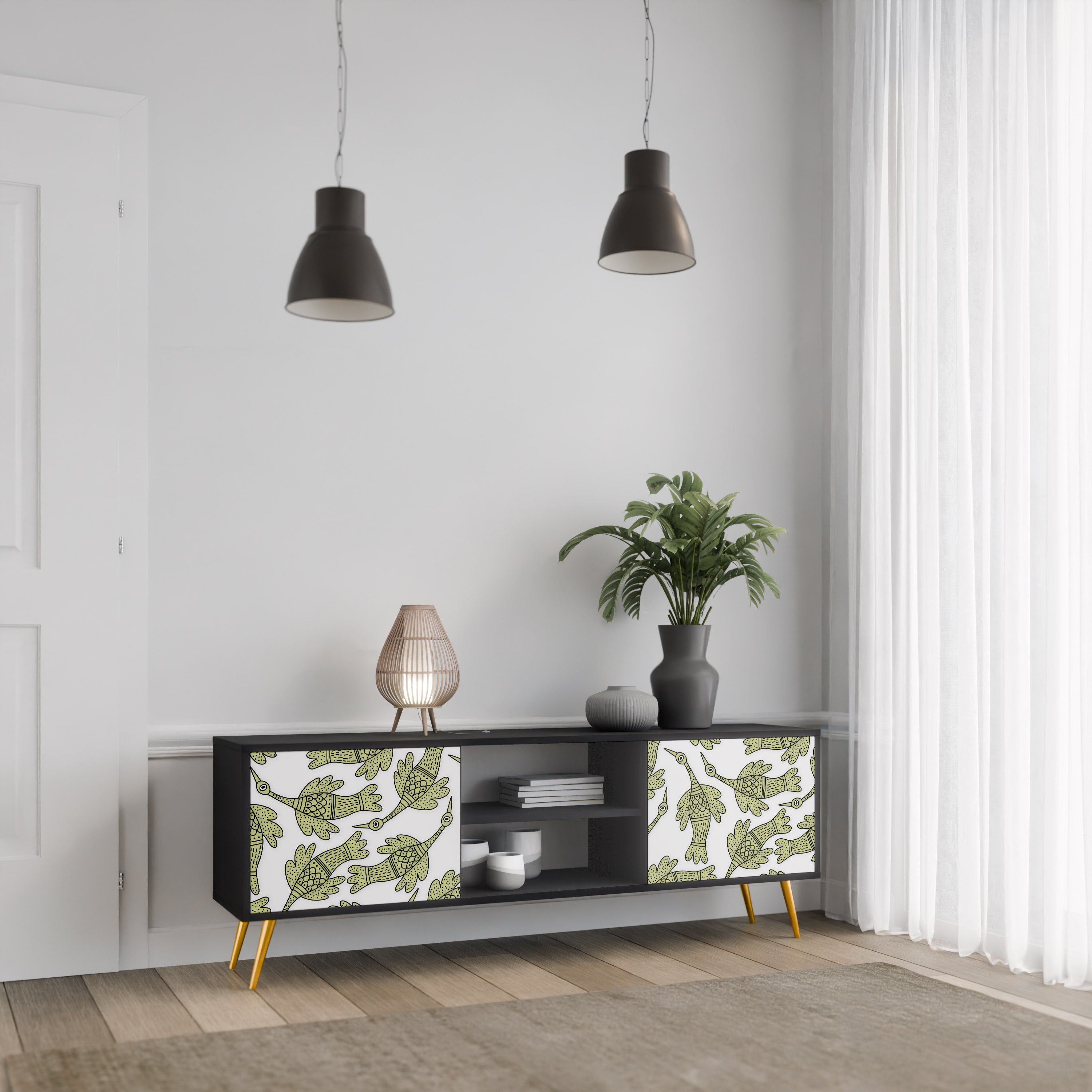 SEEDLING SONGBIRD 2-dörrars TV-bänk i svart finish
