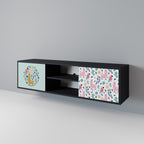 COLORFUL ALPACAS 2-Door TV Stand in Black Finish
