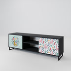 COLORFUL ALPACAS 2-Door TV Stand in Black Finish