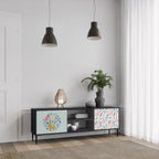 COLORFUL ALPACAS 2-Door TV Stand in Black Finish