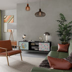 COLORFUL ALPACAS 2-Door TV Stand in Black Finish