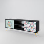 COLORFUL ALPACAS 2-Door TV Stand in Black Finish