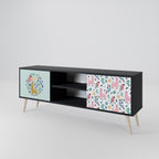 COLORFUL ALPACAS 2-Door TV Stand in Black Finish