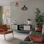 COLORFUL ALPACAS 2-Door TV Stand in Black Finish