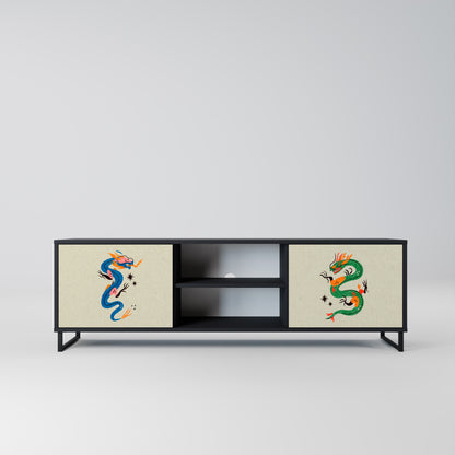 MYTHOLOGICAL CREATURES 2-Door TV Stand in Black Finish