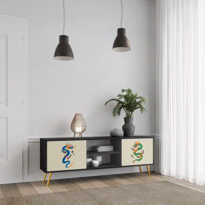 MYTHOLOGICAL CREATURES 2-Door TV Stand in Black Finish