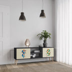 MYTHOLOGICAL CREATURES 2-Door TV Stand in Black Finish