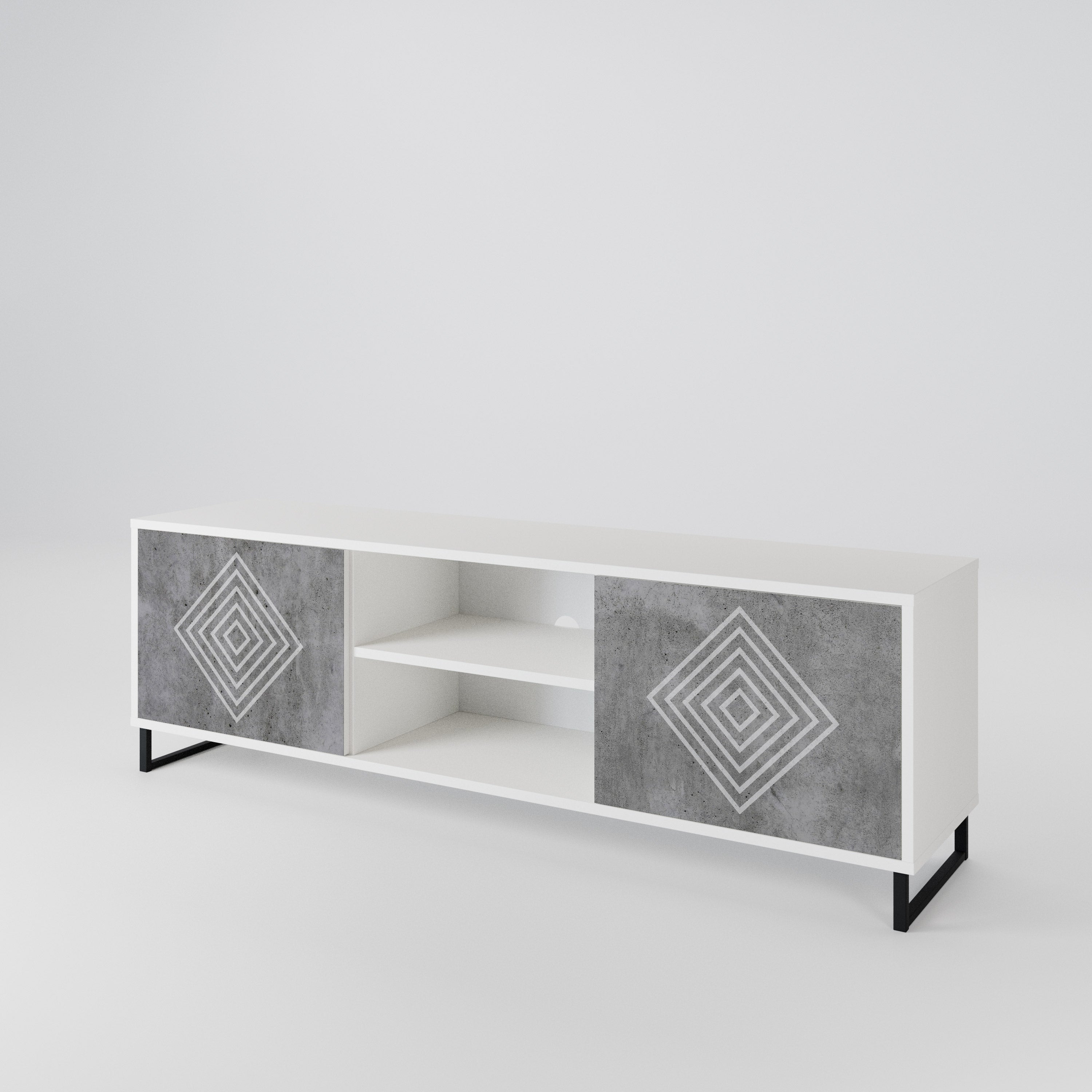 POLYGONAL ARTISTRY TV-bänk med två dörrar