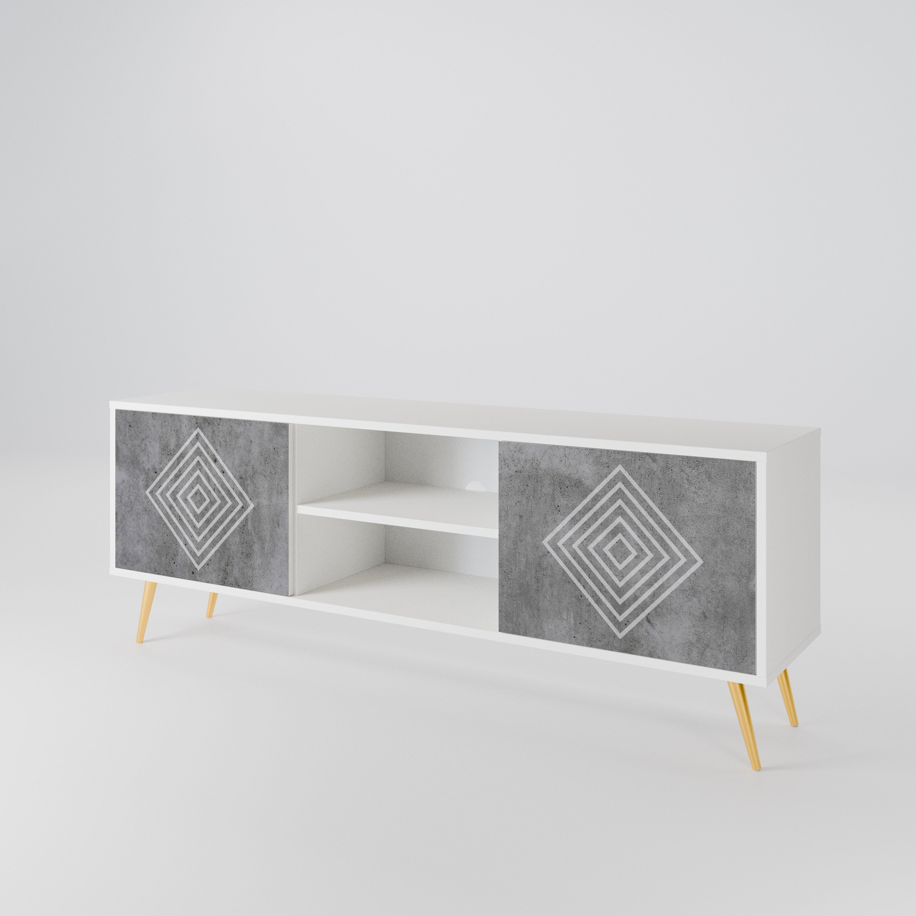 POLYGONAL ARTISTRY TV-bänk med två dörrar