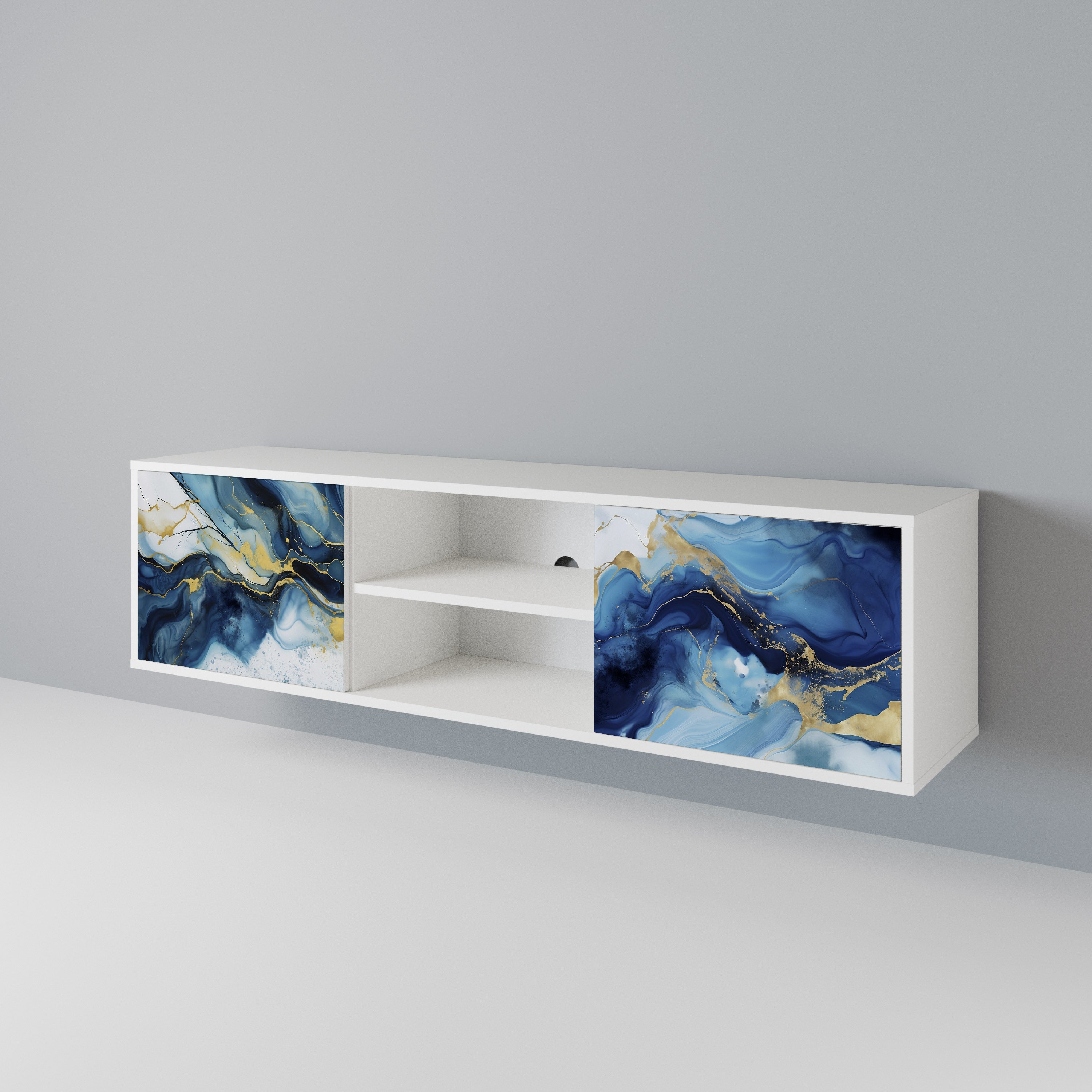 INKY MARBLE TV-bänk med två dörrar