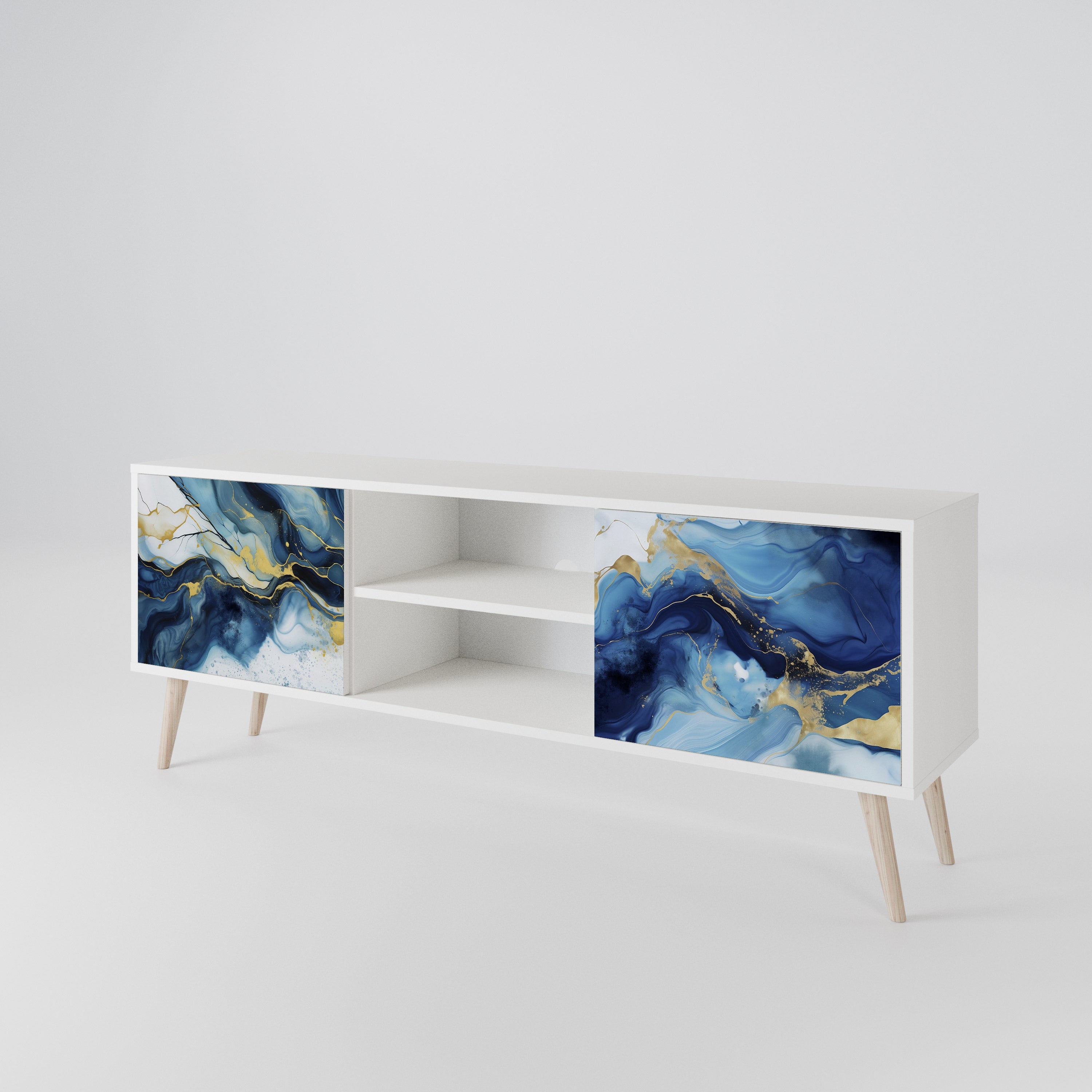 INKY MARBLE TV-bänk med två dörrar