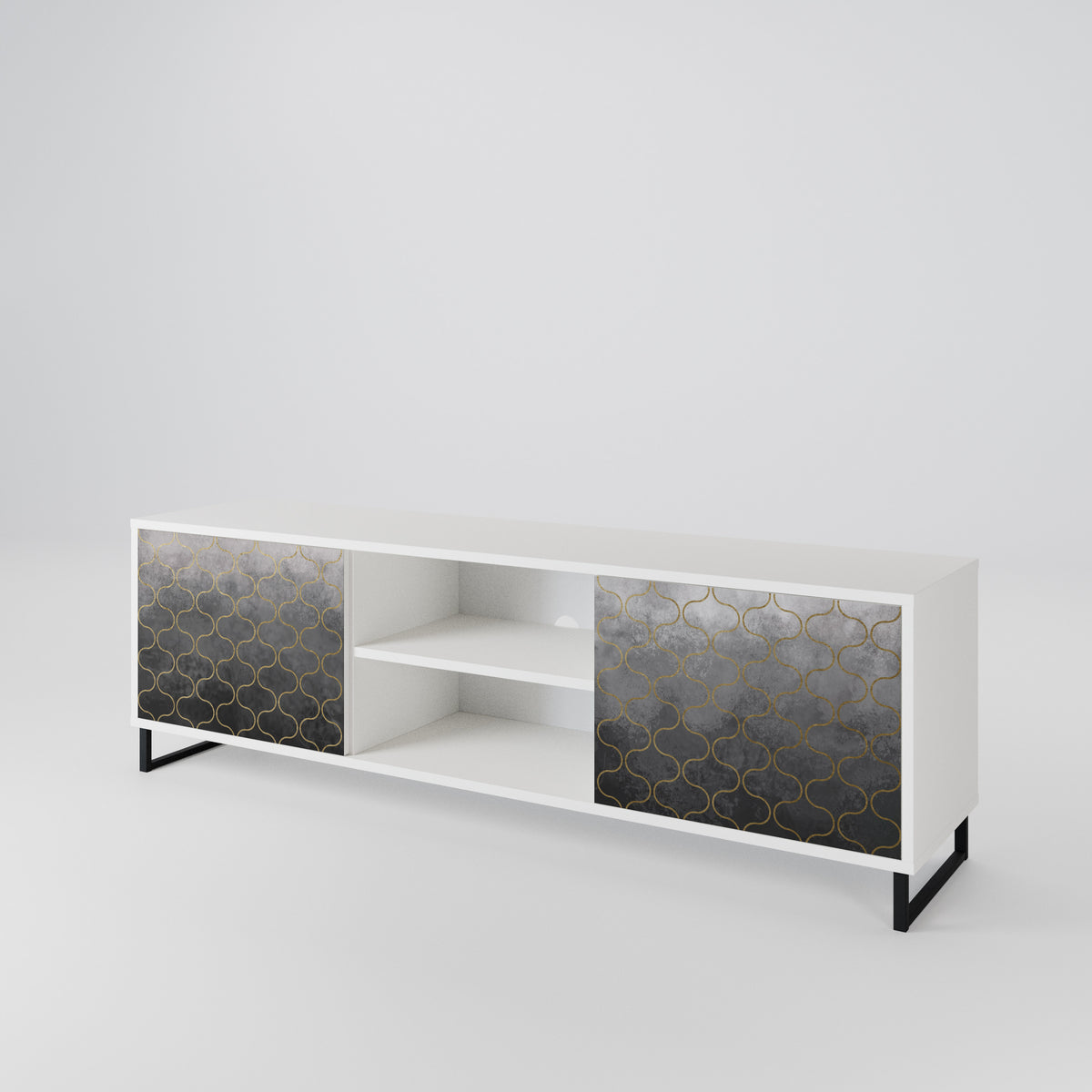 TESSELATED GRAYISH TV-bänk med två dörrar