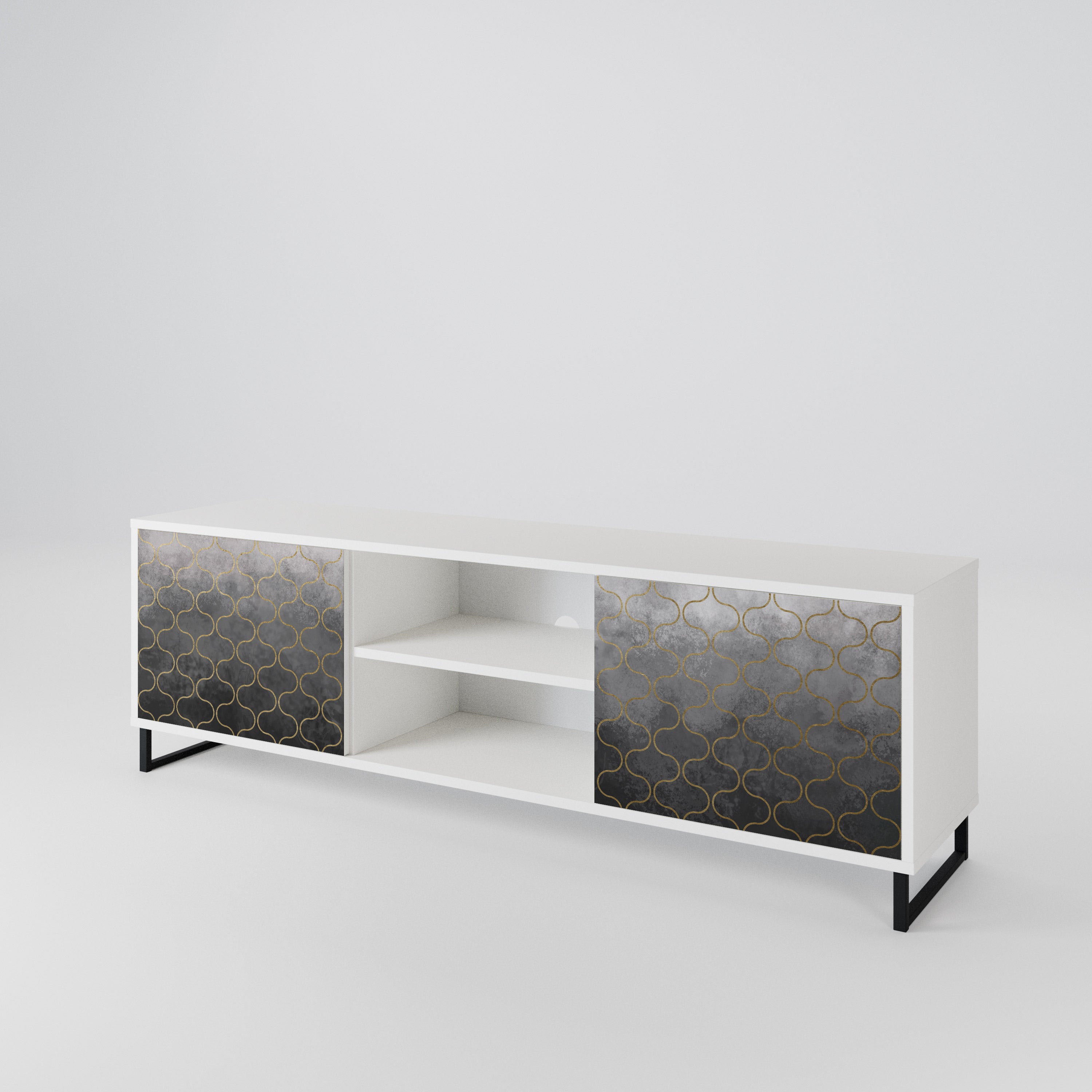 TESSELATED GRAYISH TV-bänk med två dörrar