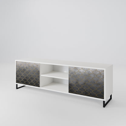 TESSELATED GRAYISH TV-bänk med två dörrar