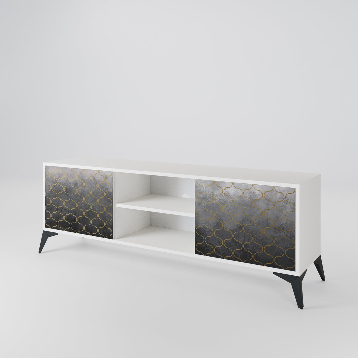 TESSELATED GRAYISH TV-bänk med två dörrar