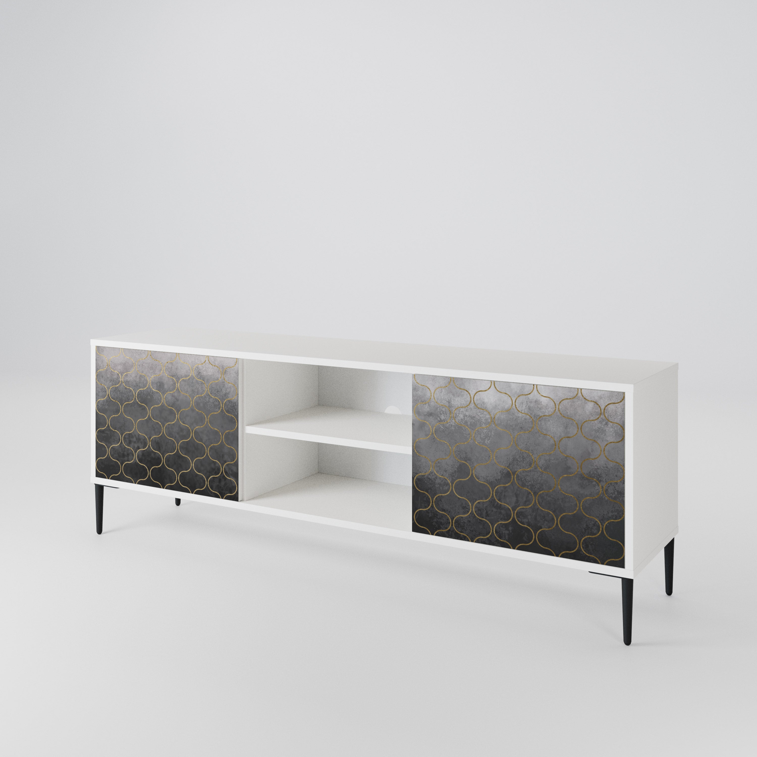 TESSELATED GRAYISH TV-bänk med två dörrar