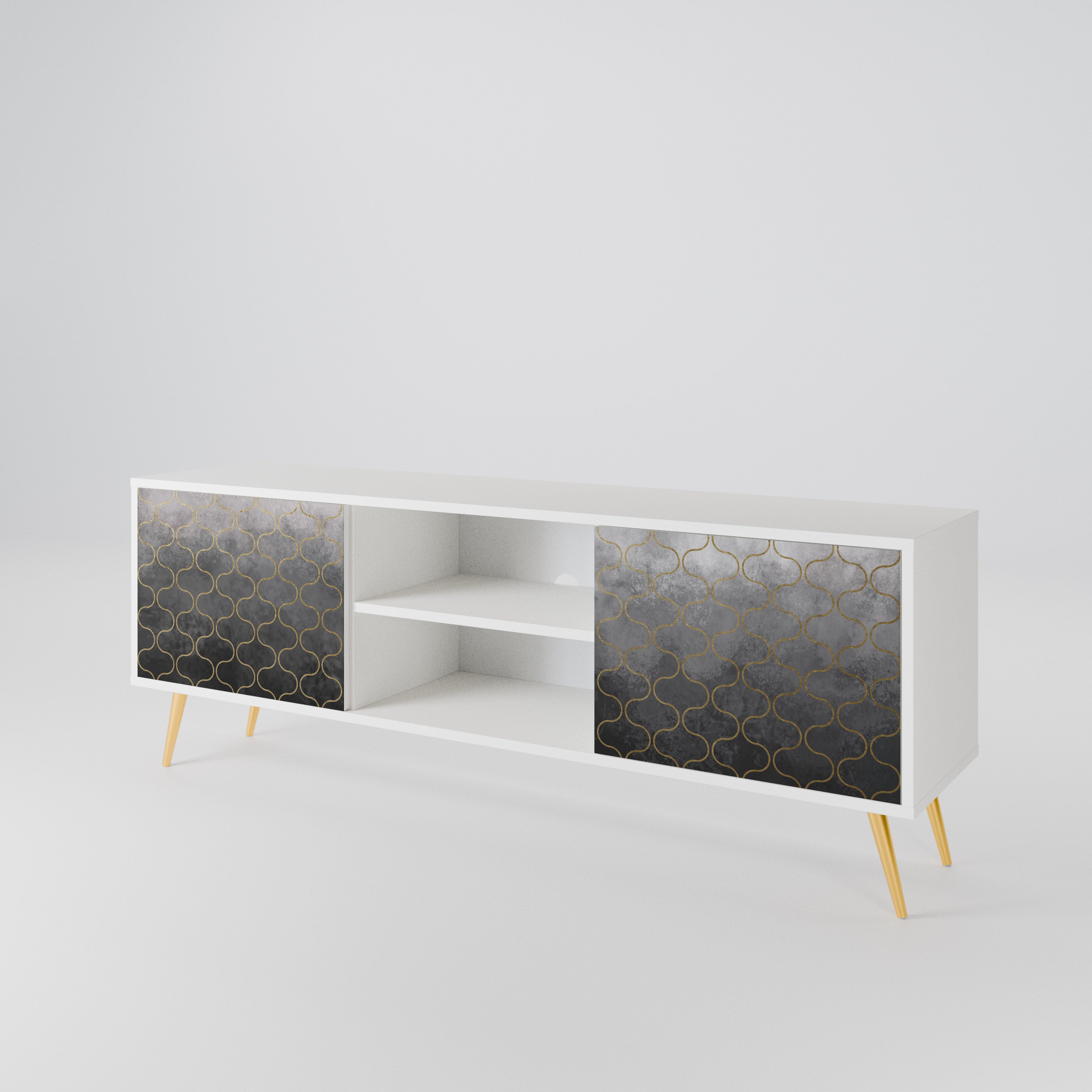 TESSELATED GRAYISH TV-bänk med två dörrar