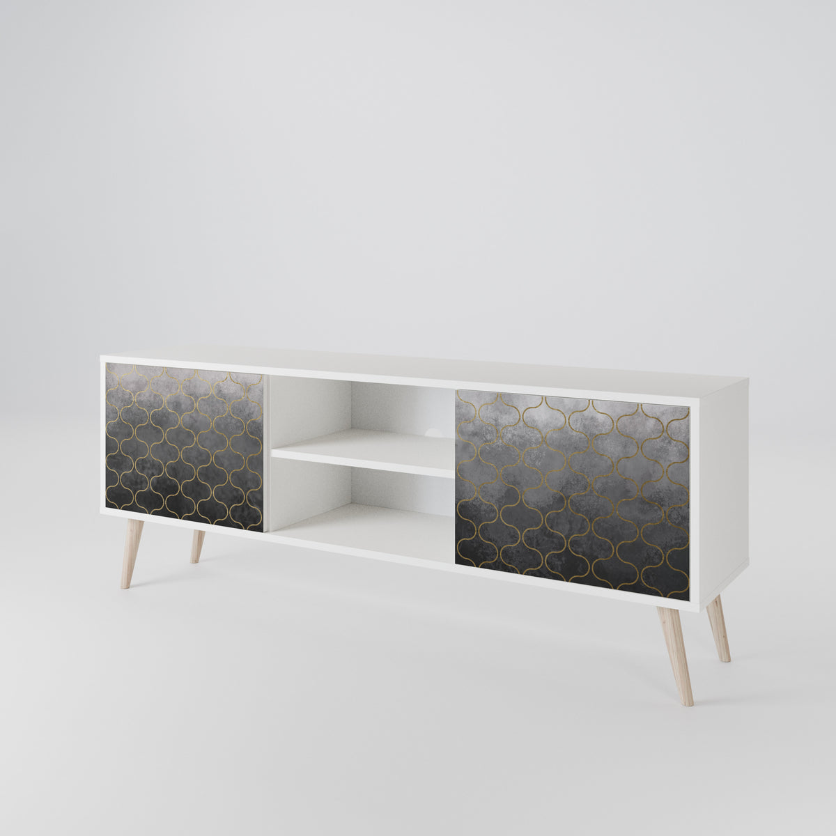 TESSELATED GRAYISH TV-bänk med två dörrar
