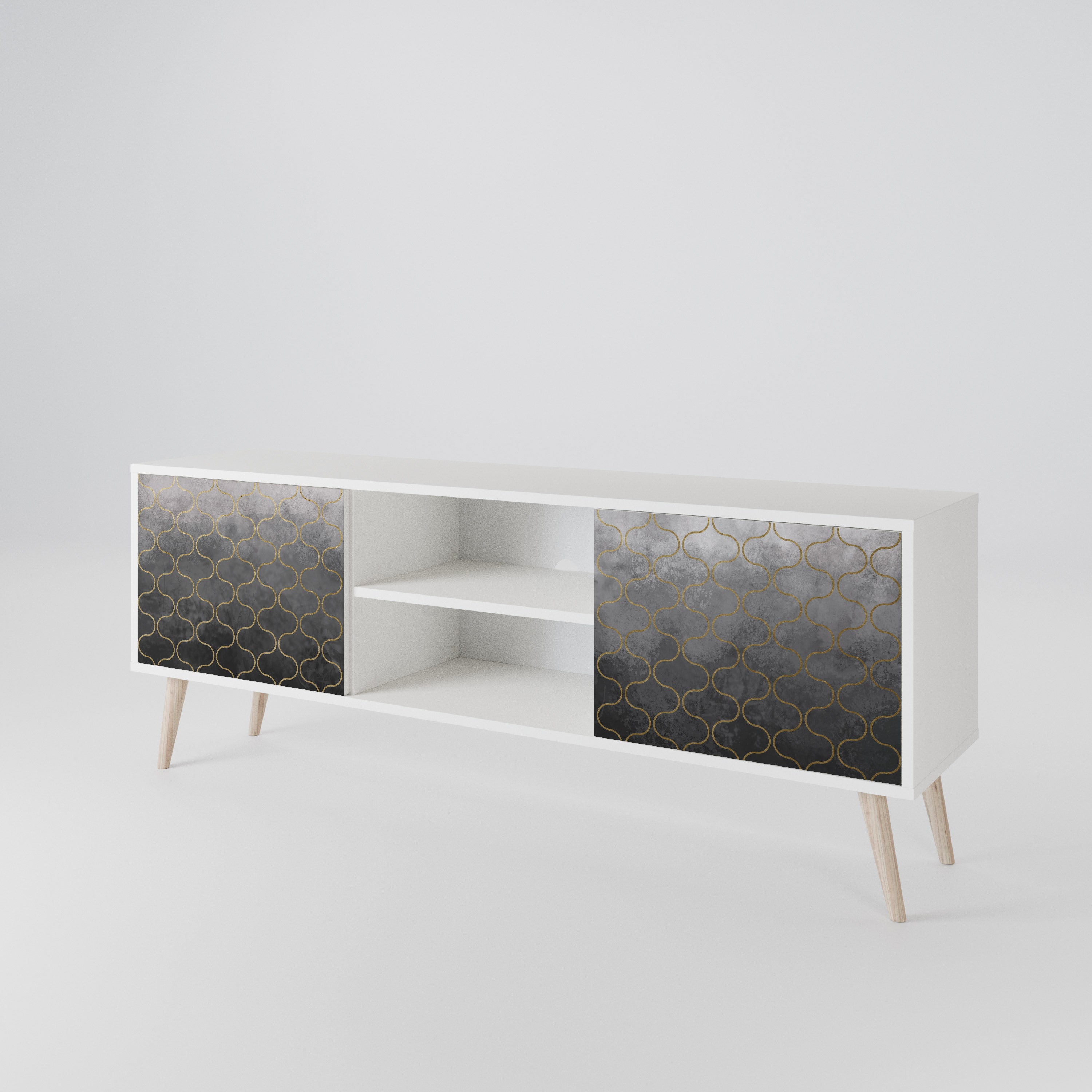 TESSELATED GRAYISH TV-bänk med två dörrar