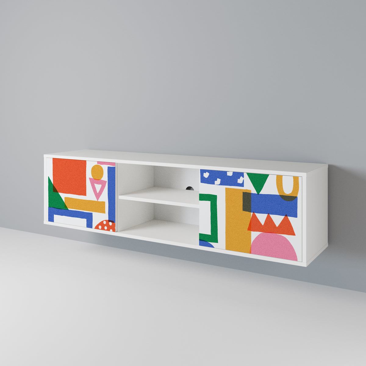GEOMETRIC GLIMMER TV-bänk med två dörrar