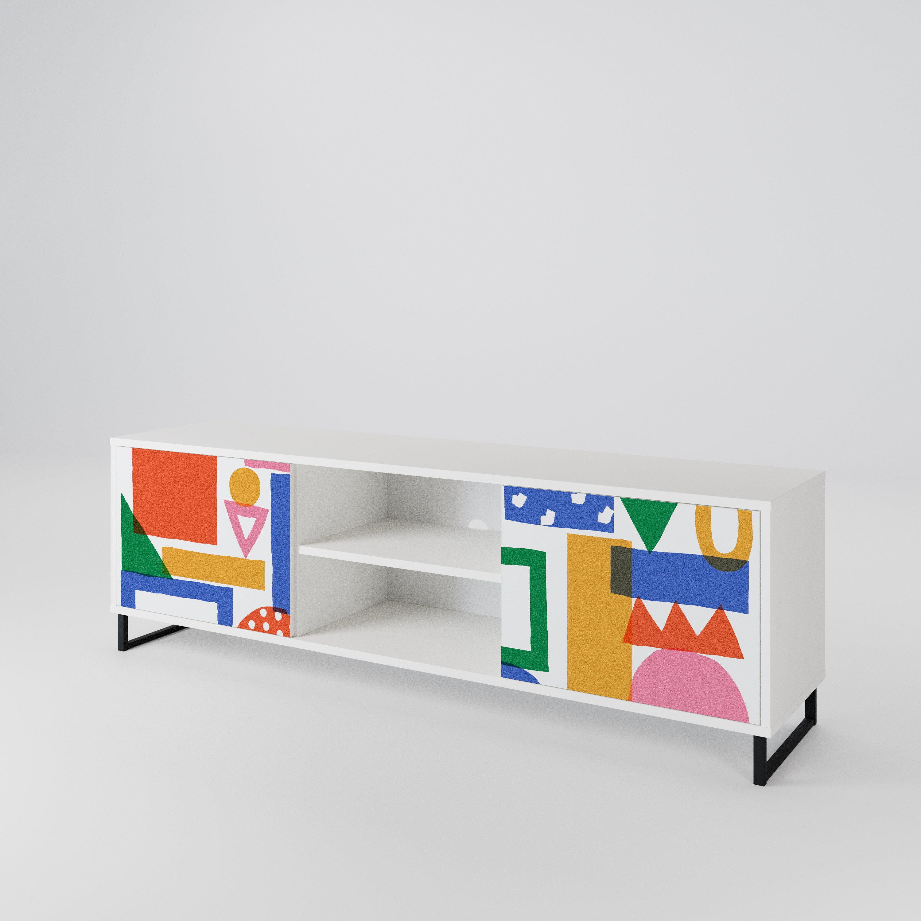 GEOMETRIC GLIMMER TV-bänk med två dörrar