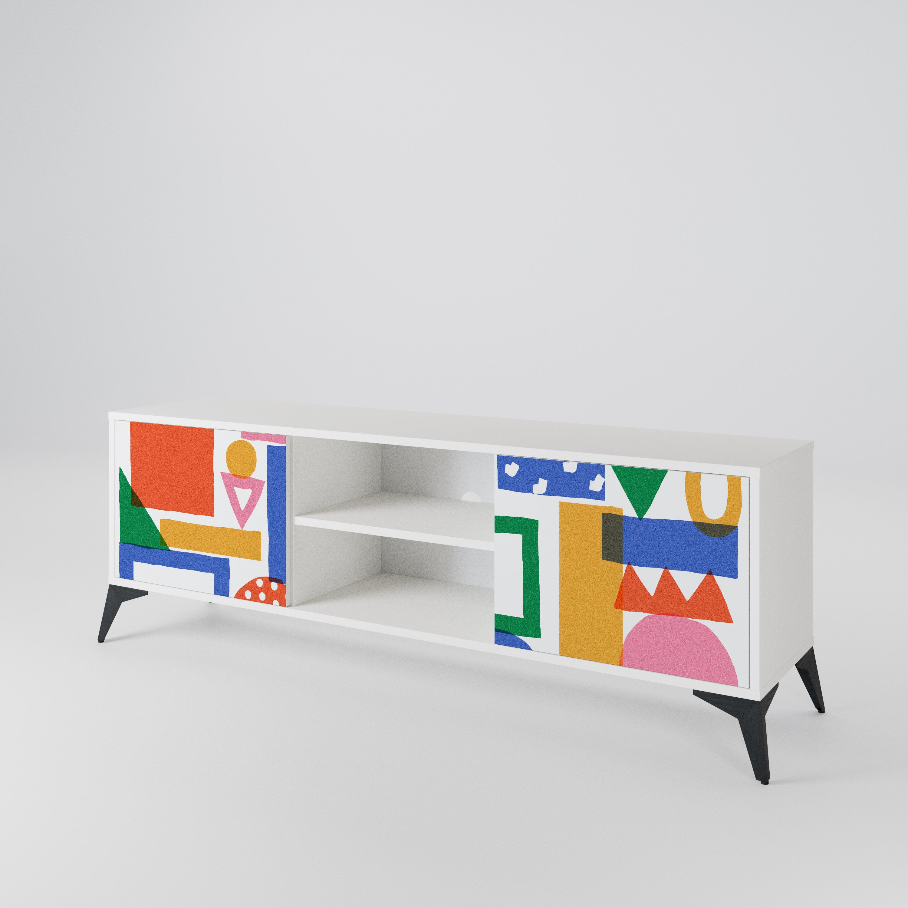 GEOMETRIC GLIMMER TV-bänk med två dörrar