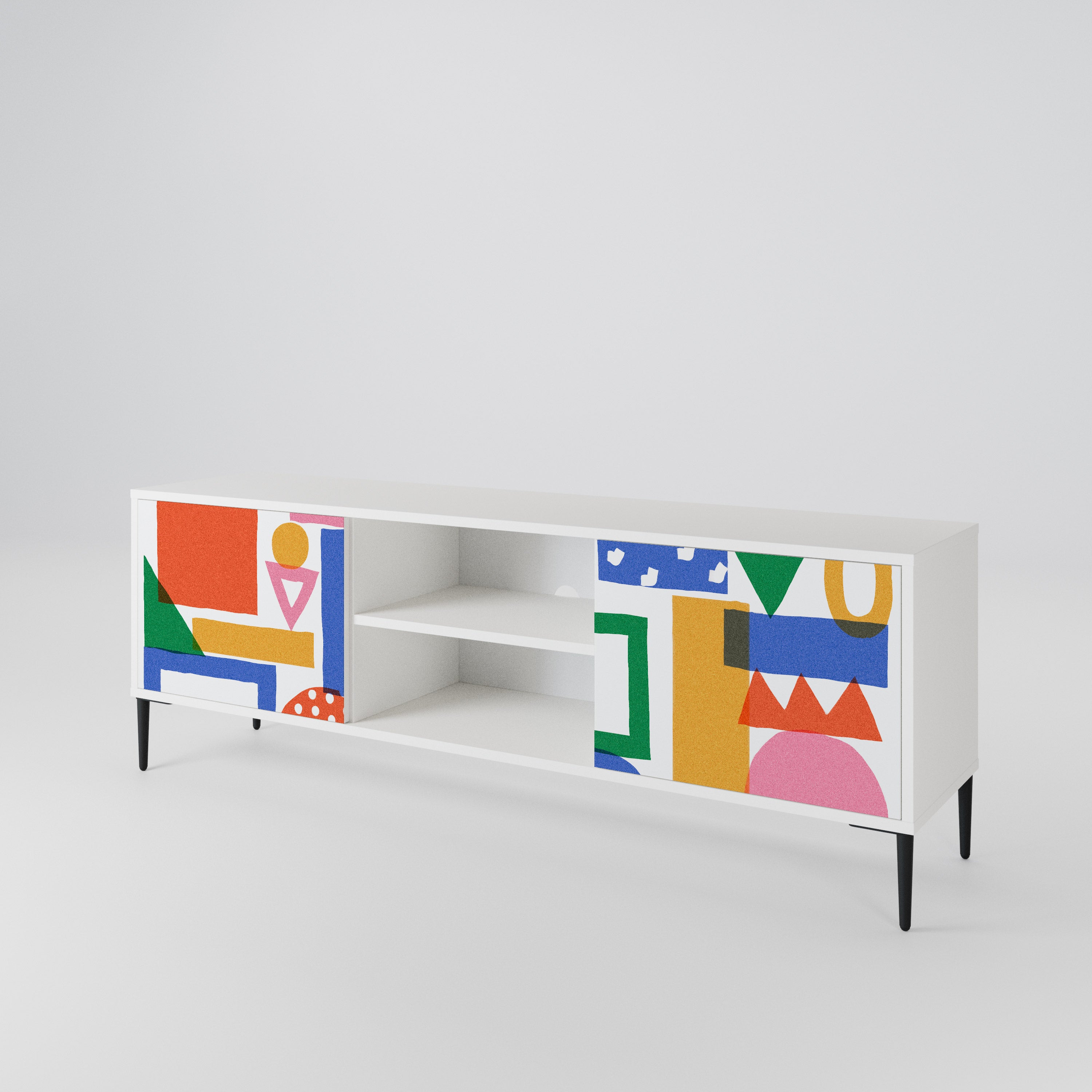 GEOMETRIC GLIMMER TV-bänk med två dörrar
