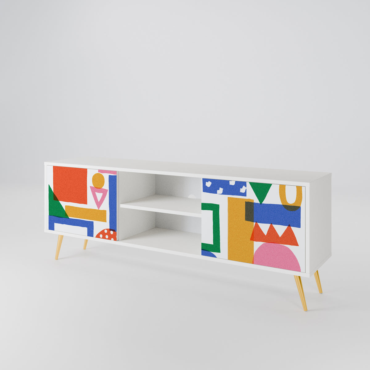 GEOMETRIC GLIMMER TV-bänk med två dörrar