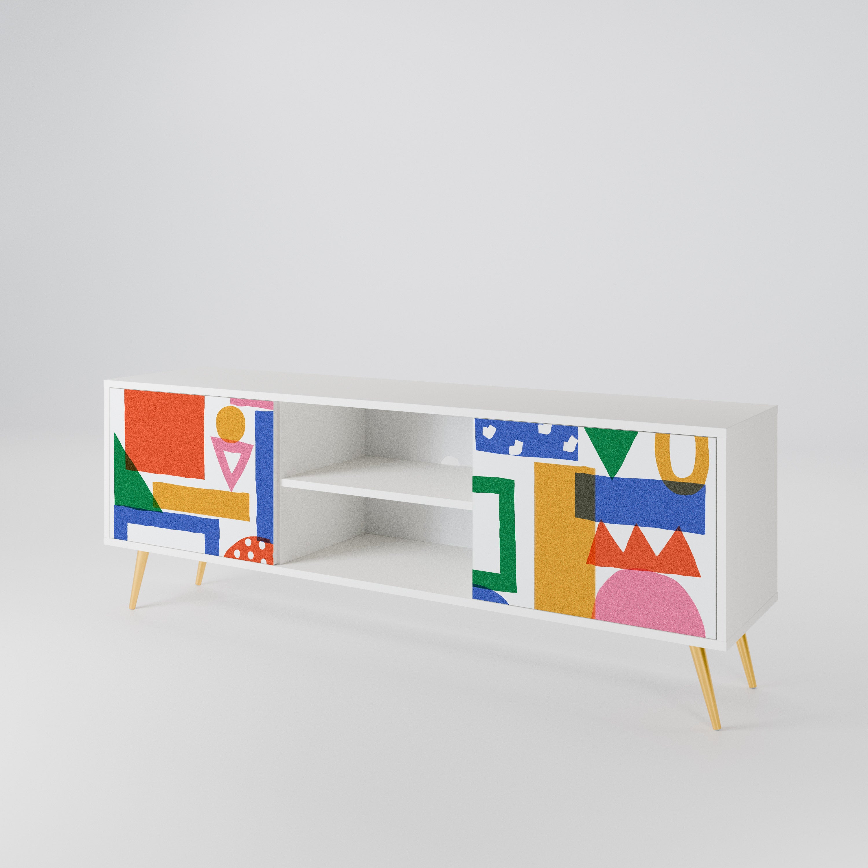 GEOMETRIC GLIMMER TV-bänk med två dörrar