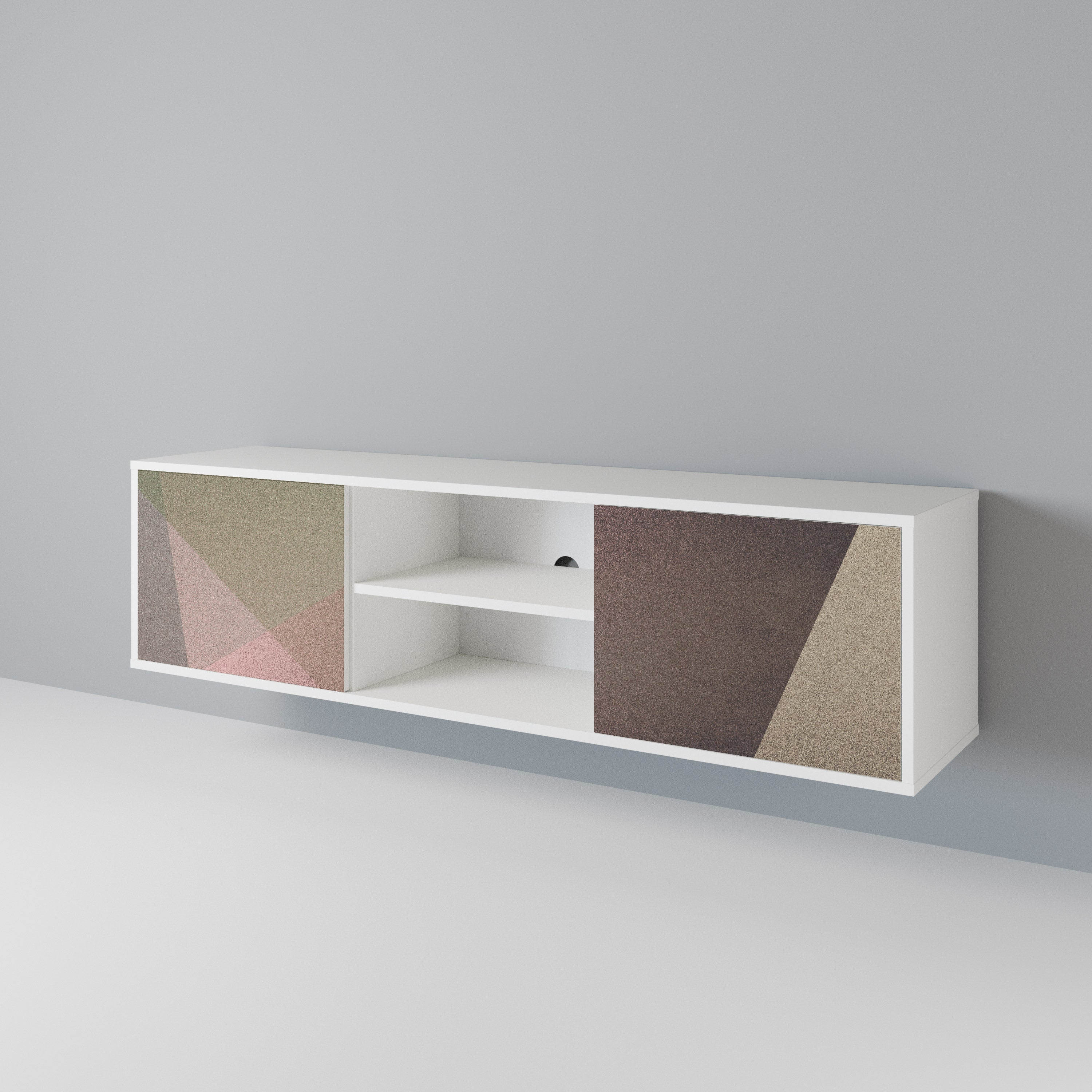 BEIGE GEOMETRY TV-bänk med två dörrar