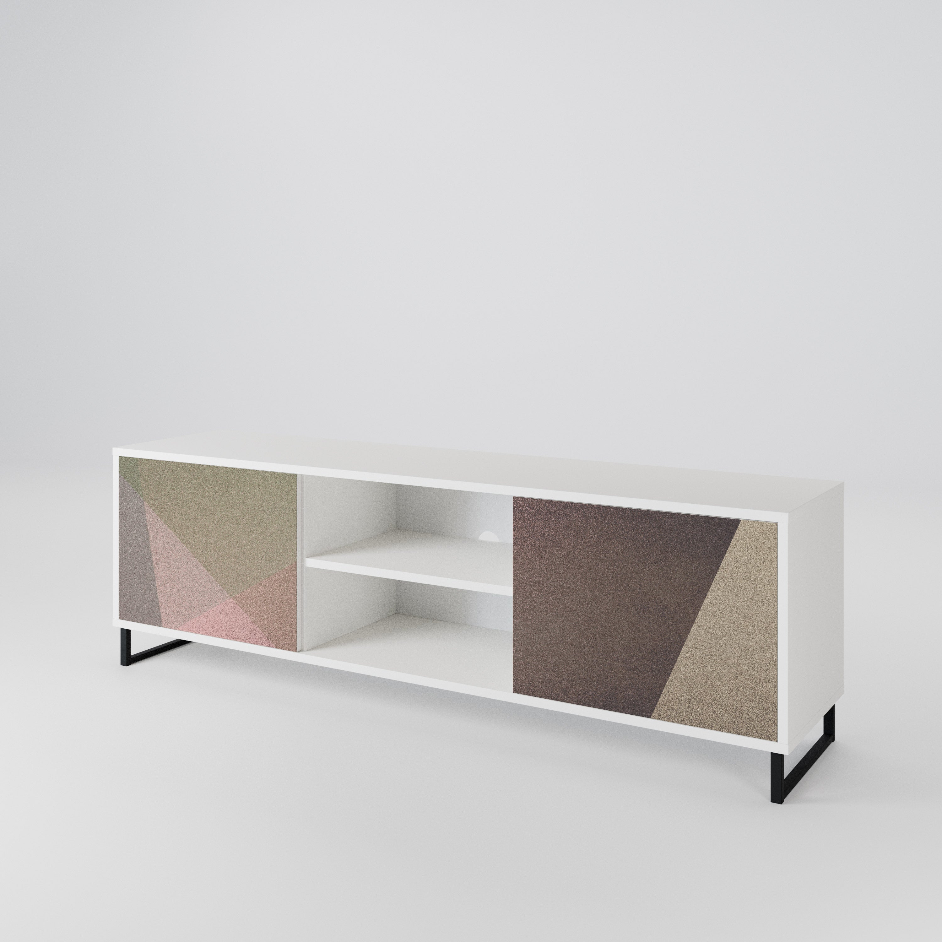 BEIGE GEOMETRY TV-bänk med två dörrar
