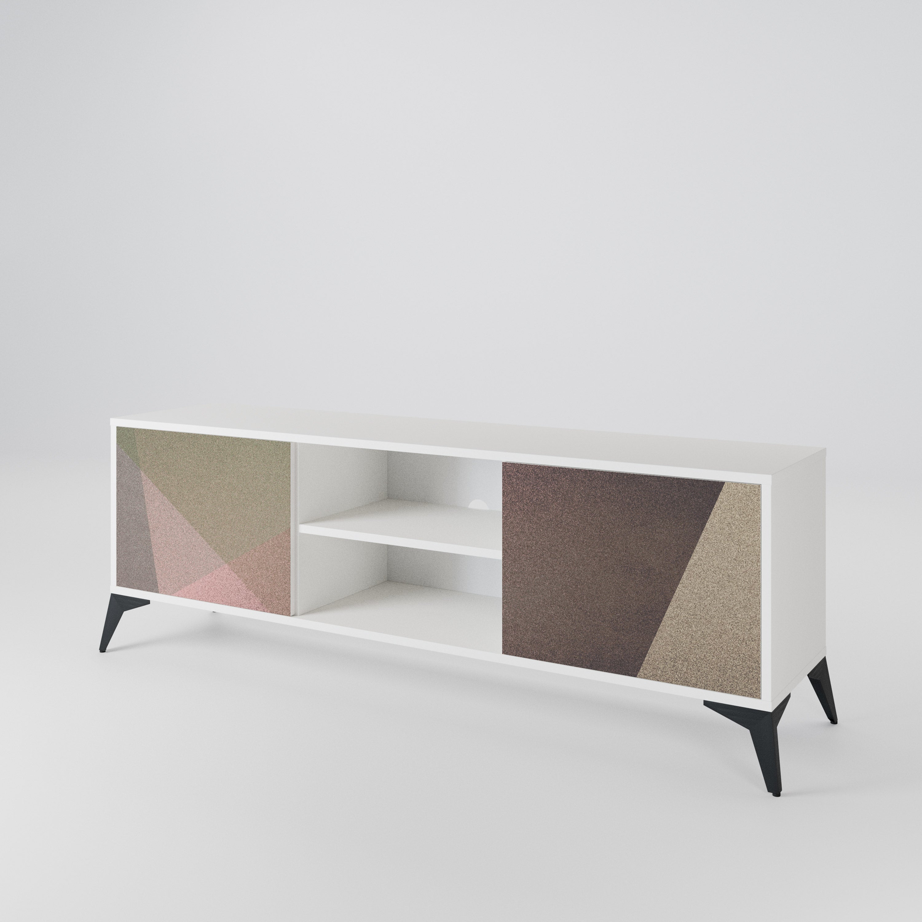 BEIGE GEOMETRY TV-bänk med två dörrar