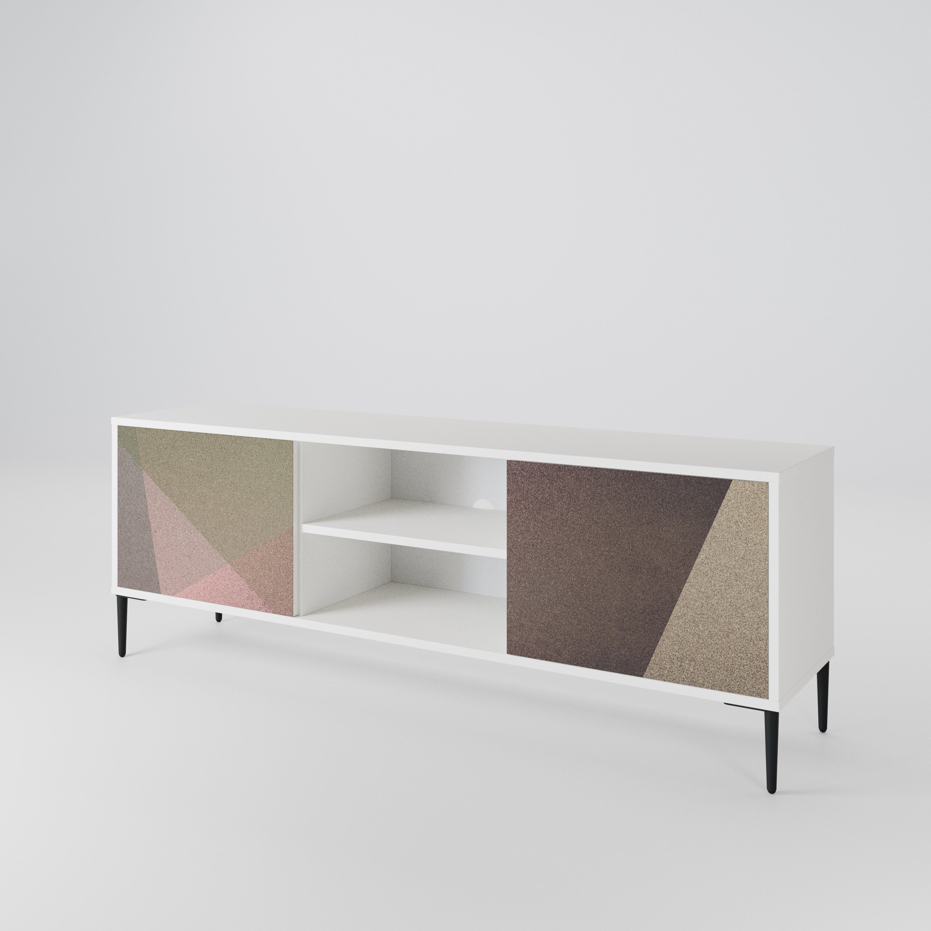 BEIGE GEOMETRY TV-bänk med två dörrar