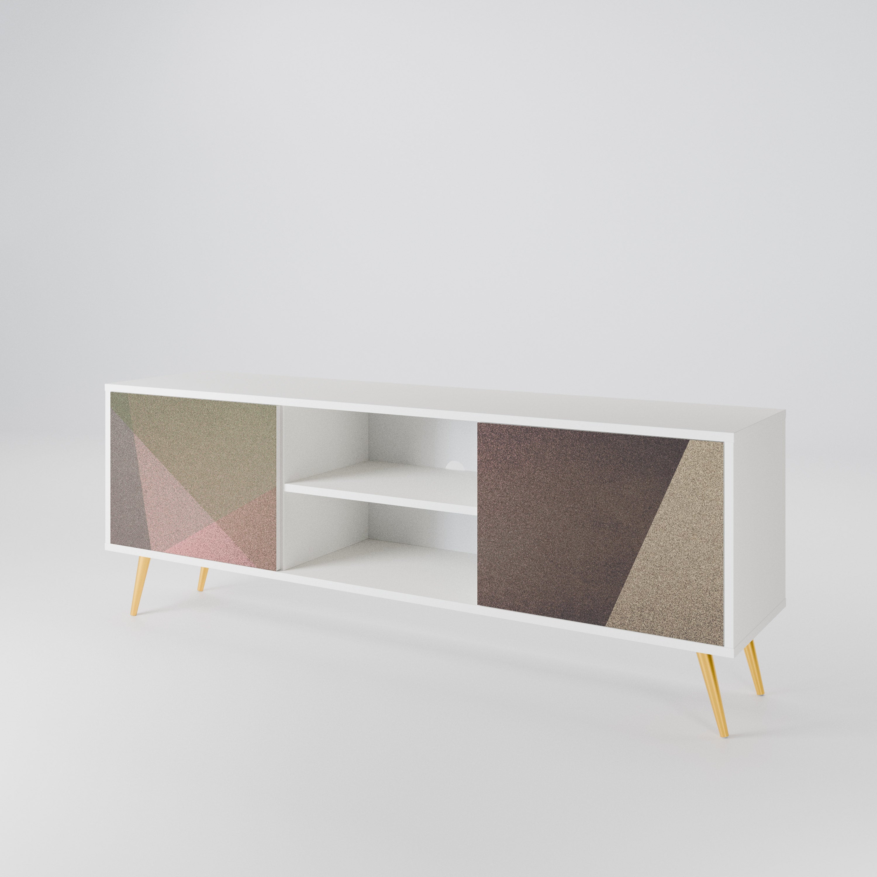 BEIGE GEOMETRY TV-bänk med två dörrar