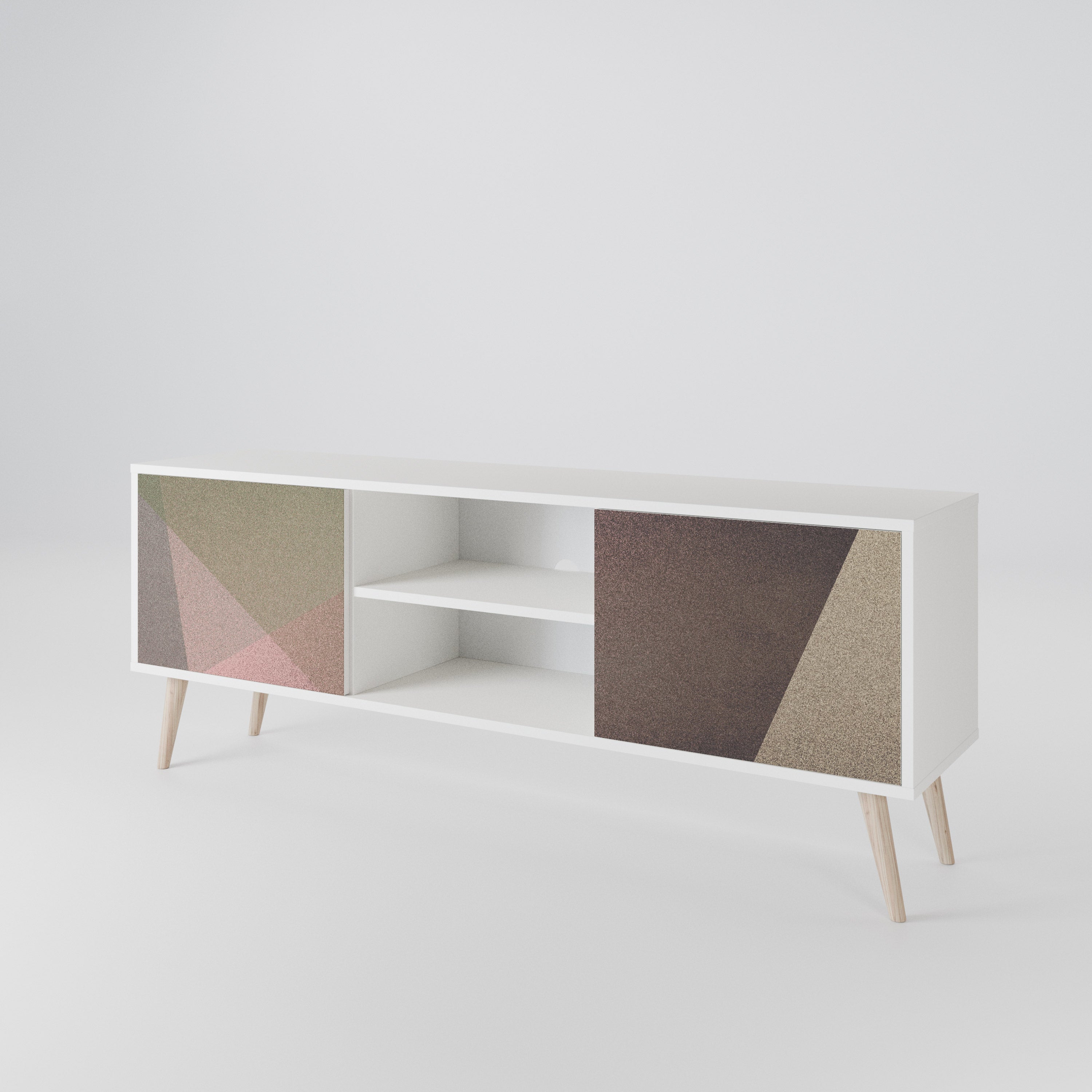 BEIGE GEOMETRY TV-bänk med två dörrar