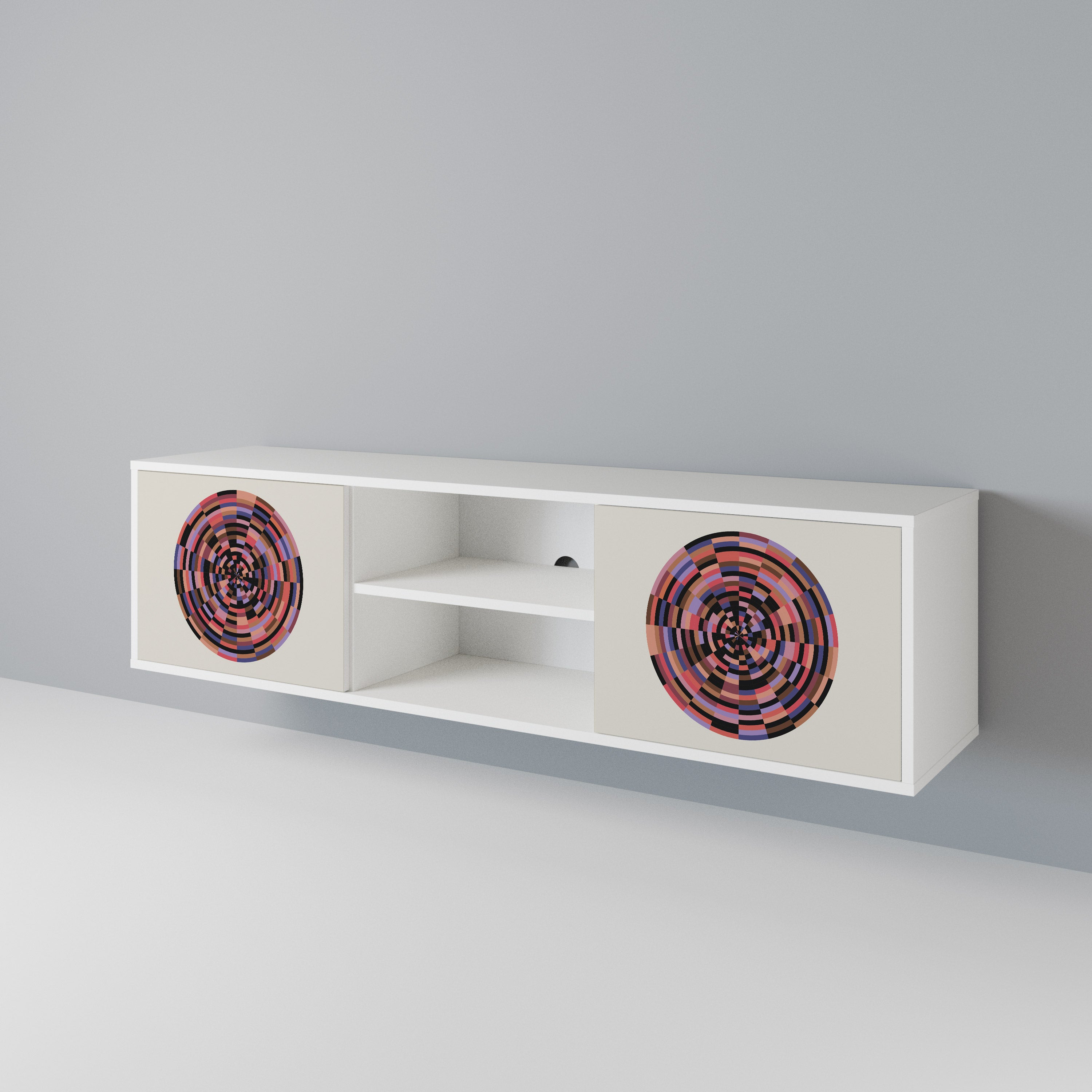 BROWN CIRCLES TV-bänk med två dörrar