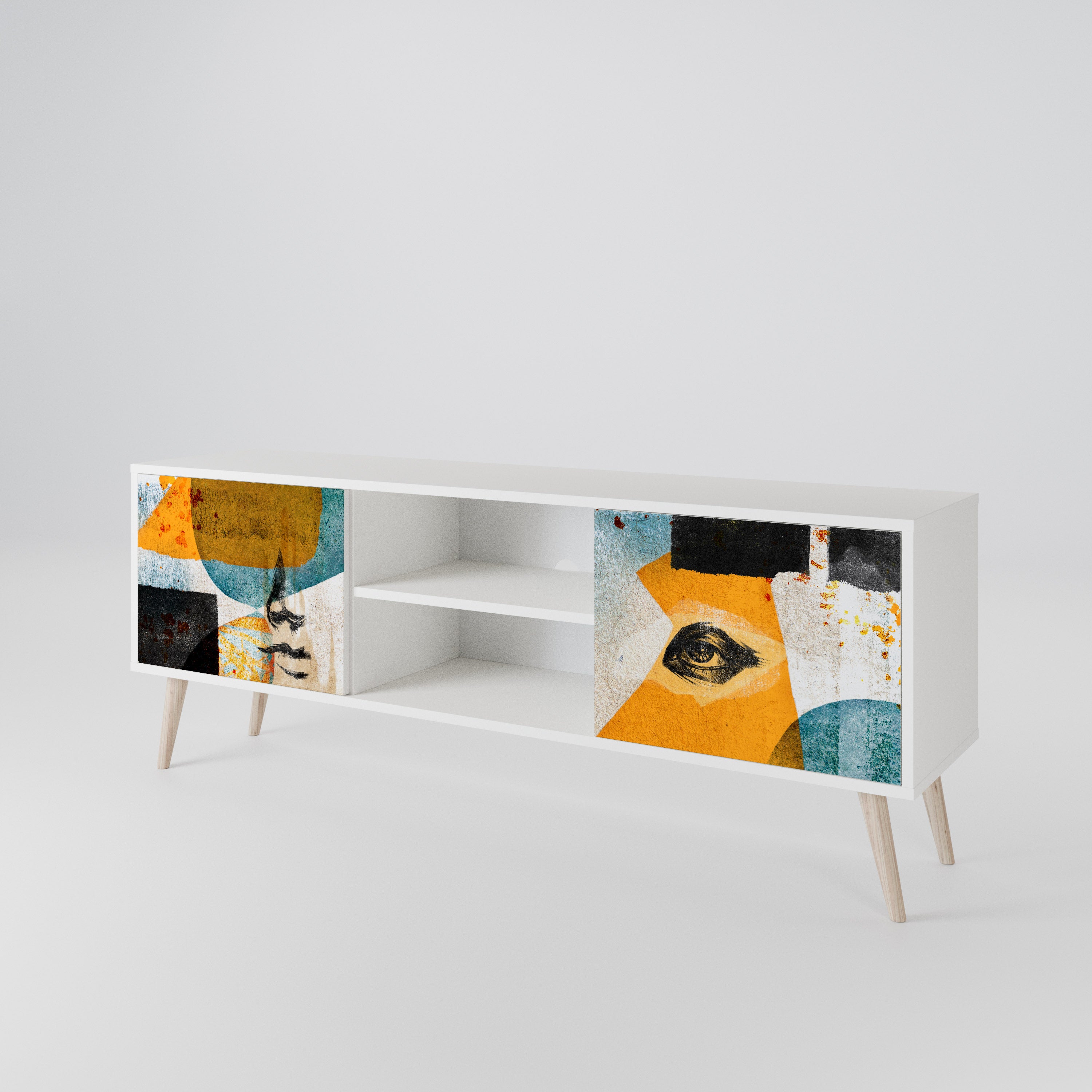 ABSTRACT FACES TV-bänk med två dörrar