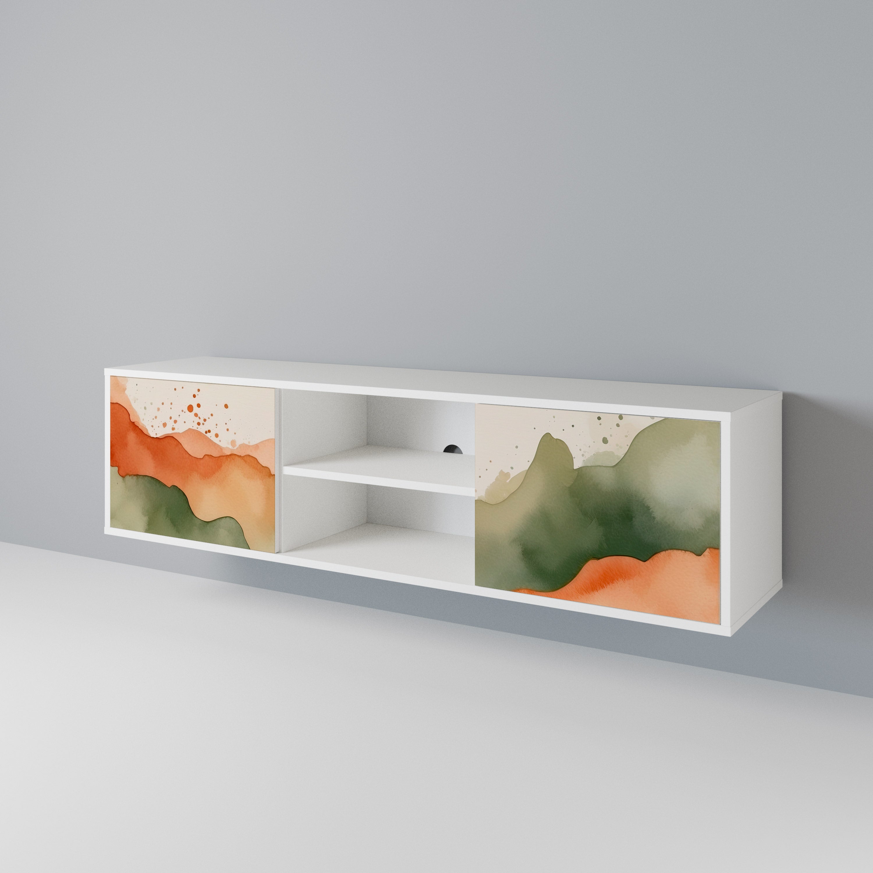 WATERCOLOUR PEAKS TV-bänk med två dörrar