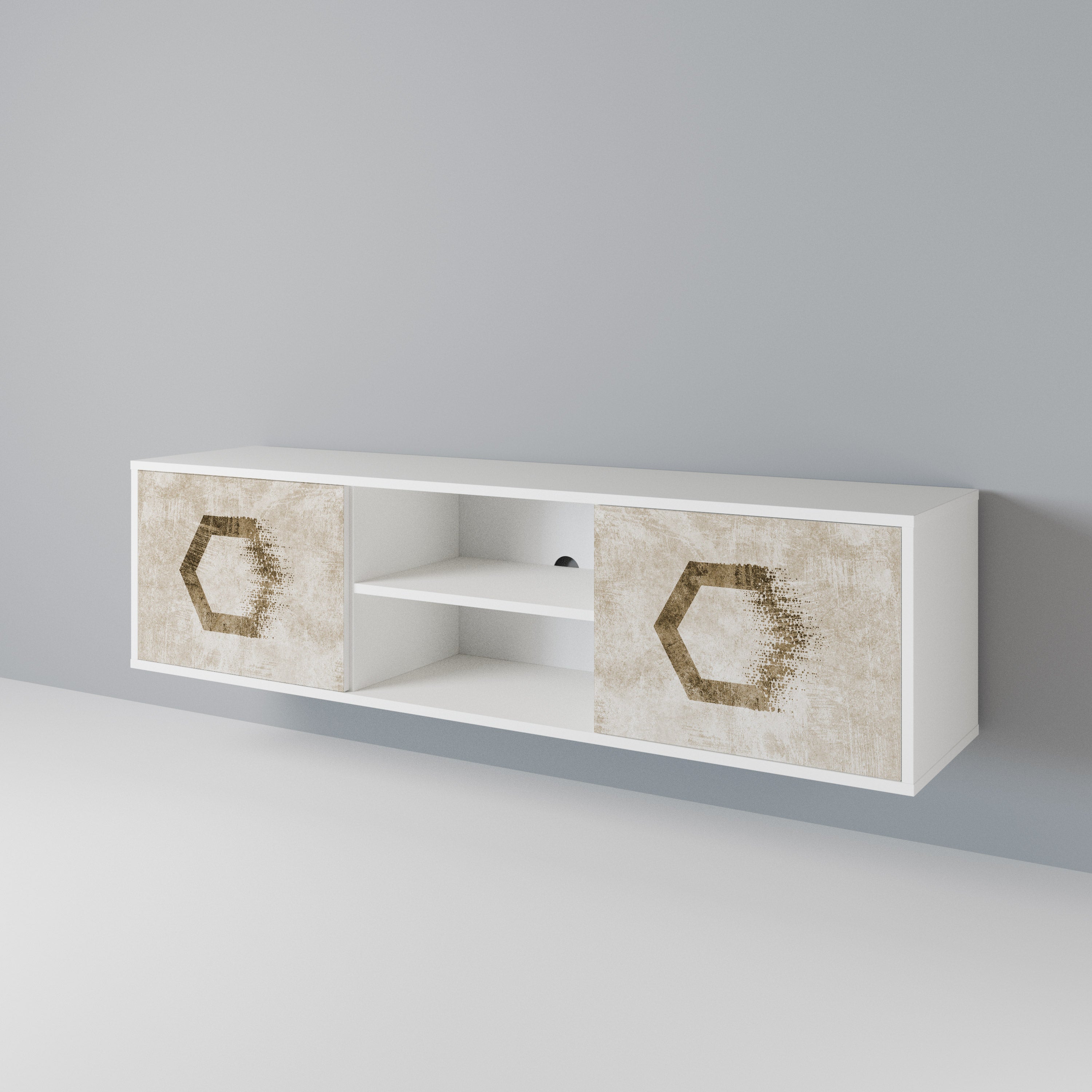 HEXAGONAL SHAPES TV-bänk med två dörrar