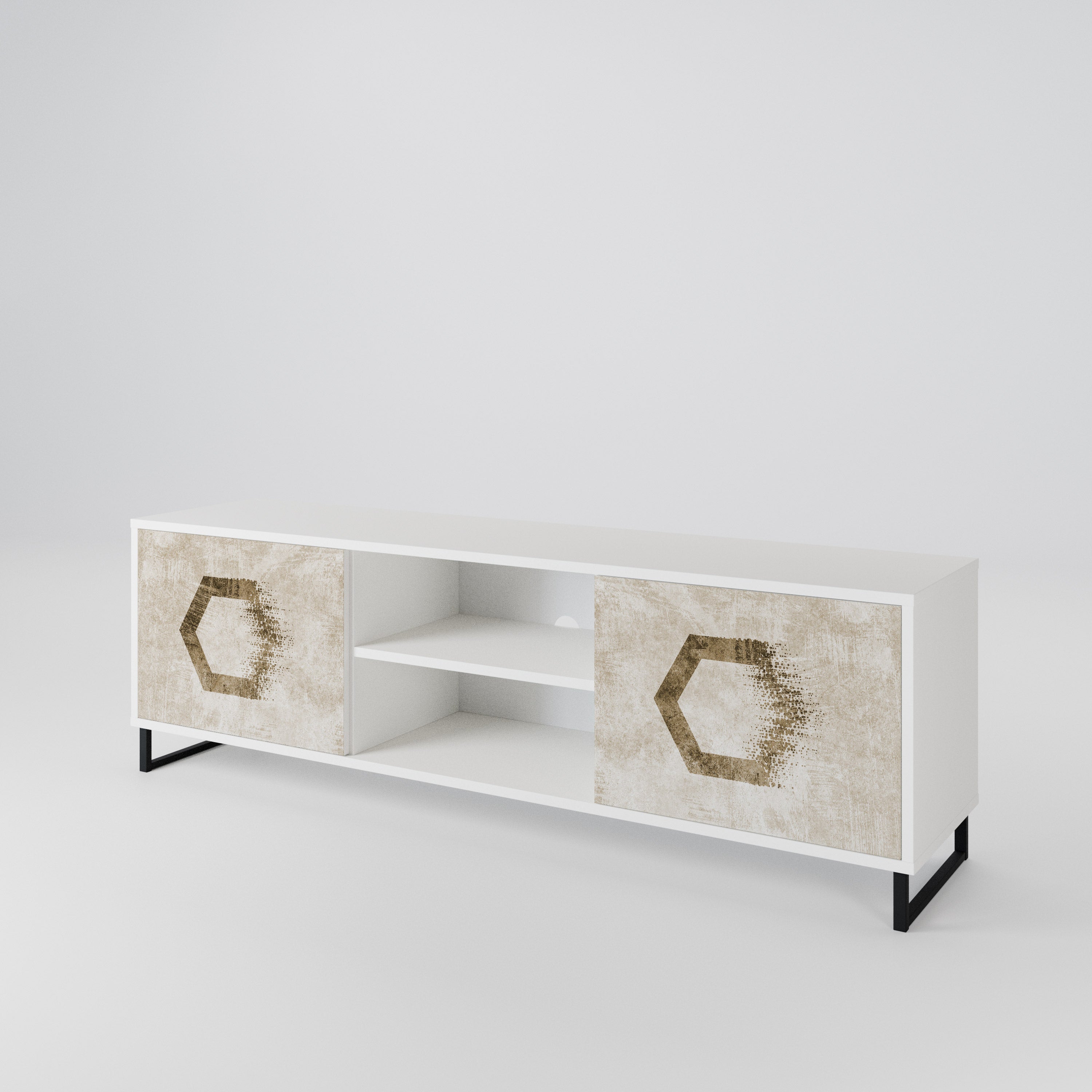 HEXAGONAL SHAPES TV-bänk med två dörrar