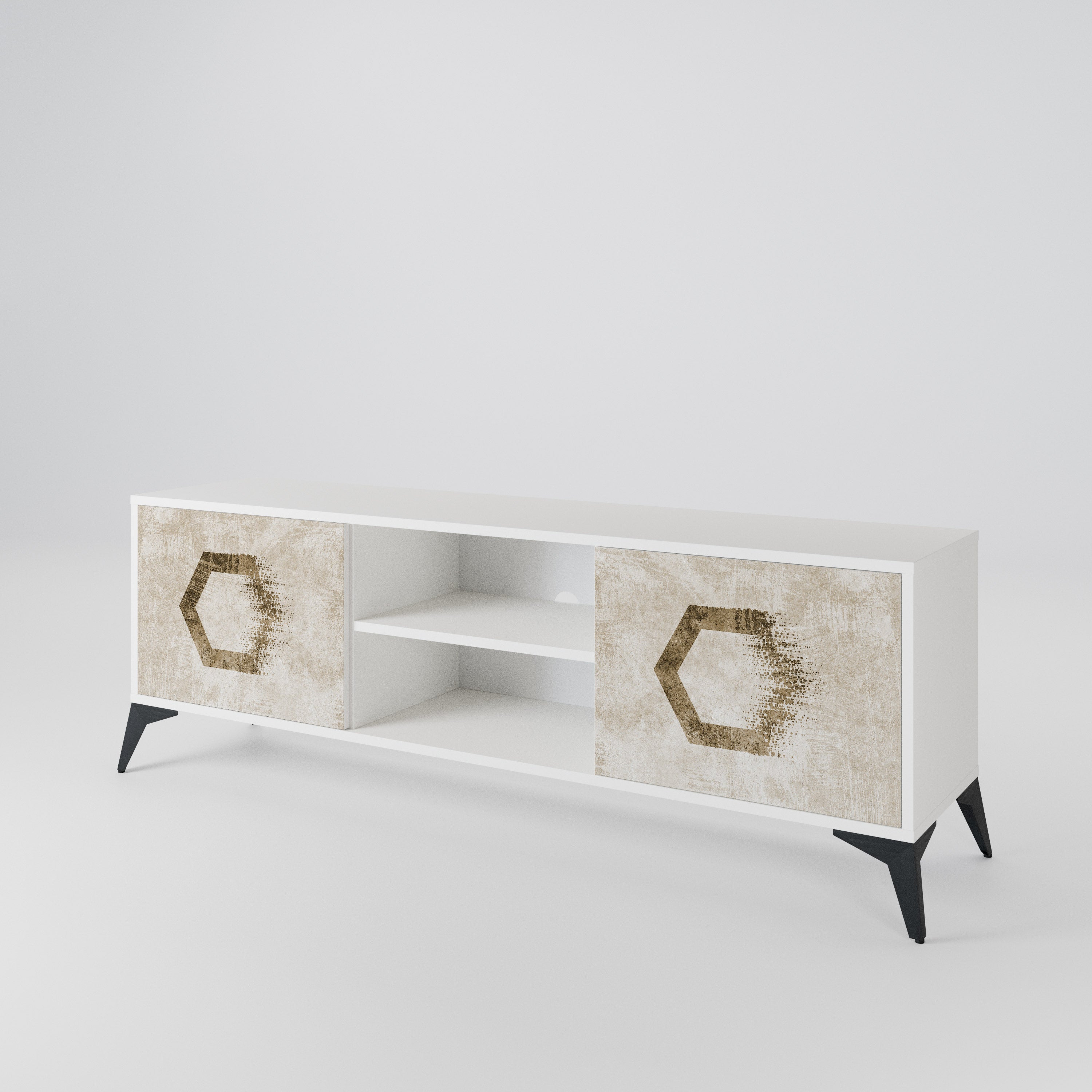 HEXAGONAL SHAPES TV-bänk med två dörrar
