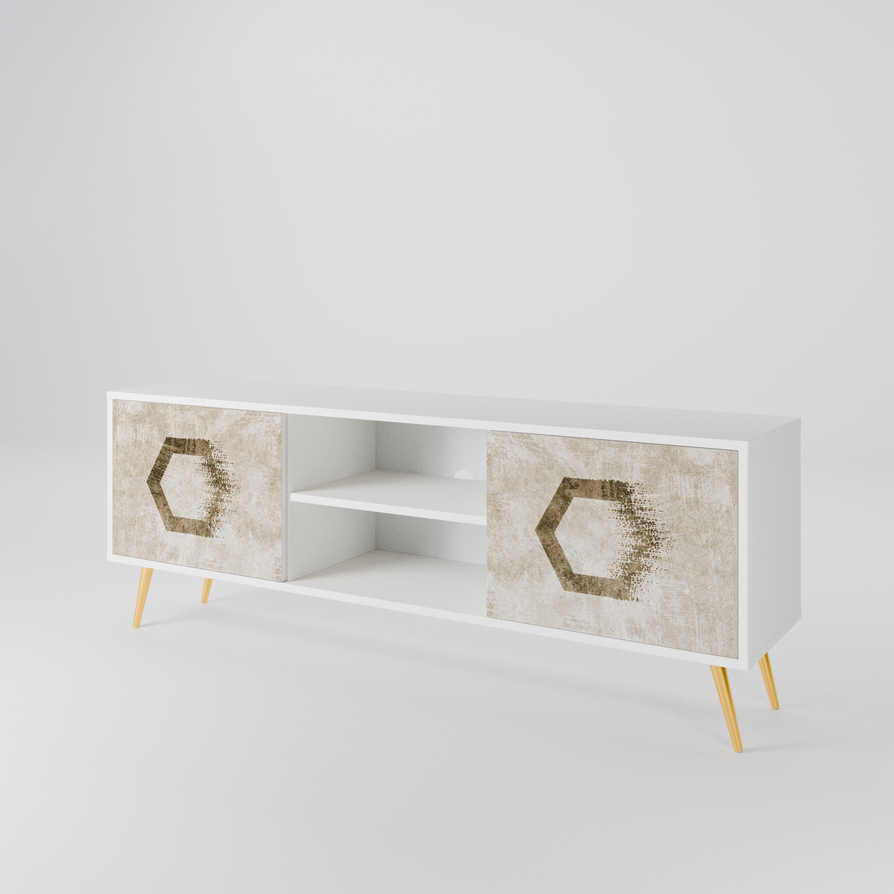 HEXAGONAL SHAPES TV-bänk med två dörrar