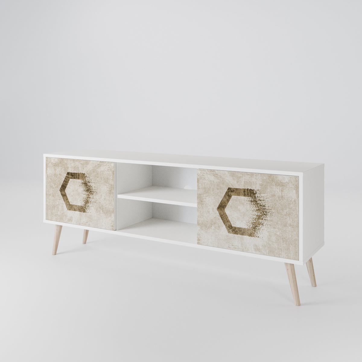 HEXAGONAL SHAPES TV-bänk med två dörrar