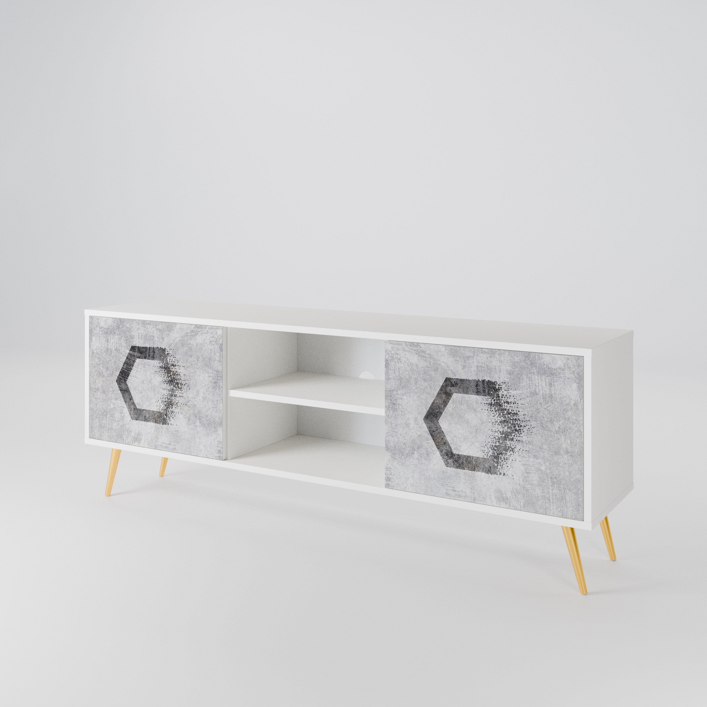 HEXAGONAL FIGURES TV-bänk med två dörrar
