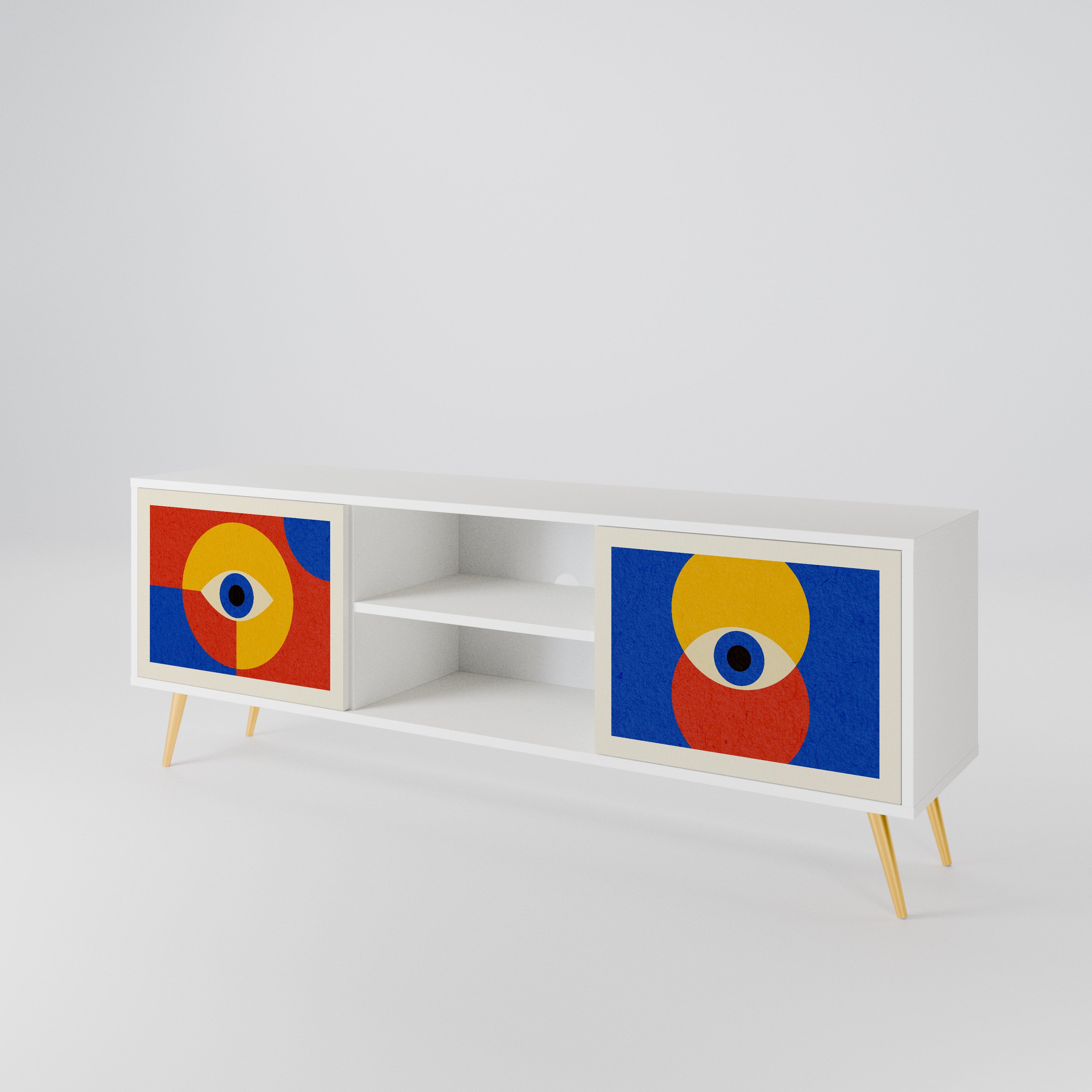 GEOMETRIC EYES TV-bänk med två dörrar
