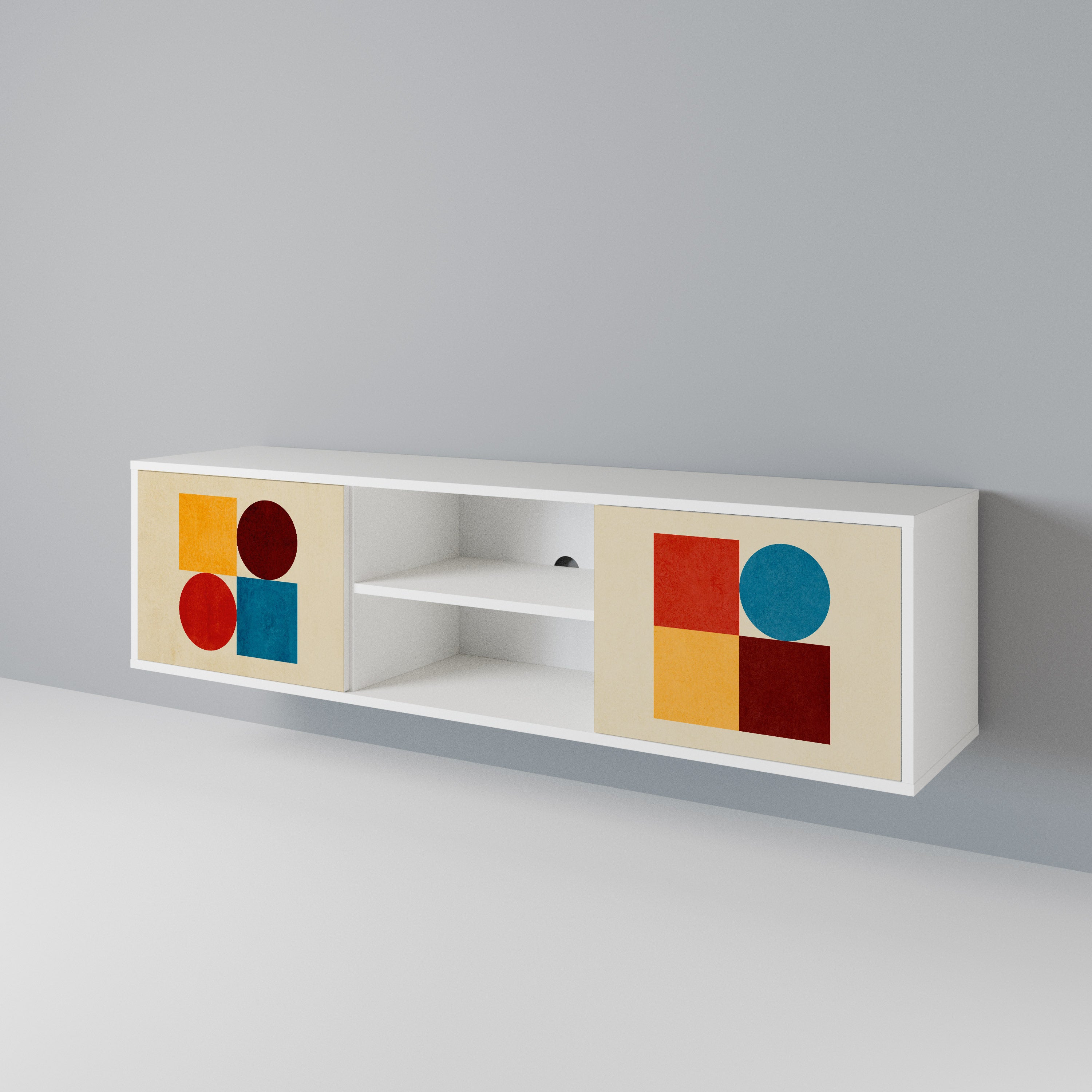 GEOMETRIC PUZZLE TV-bänk med två dörrar
