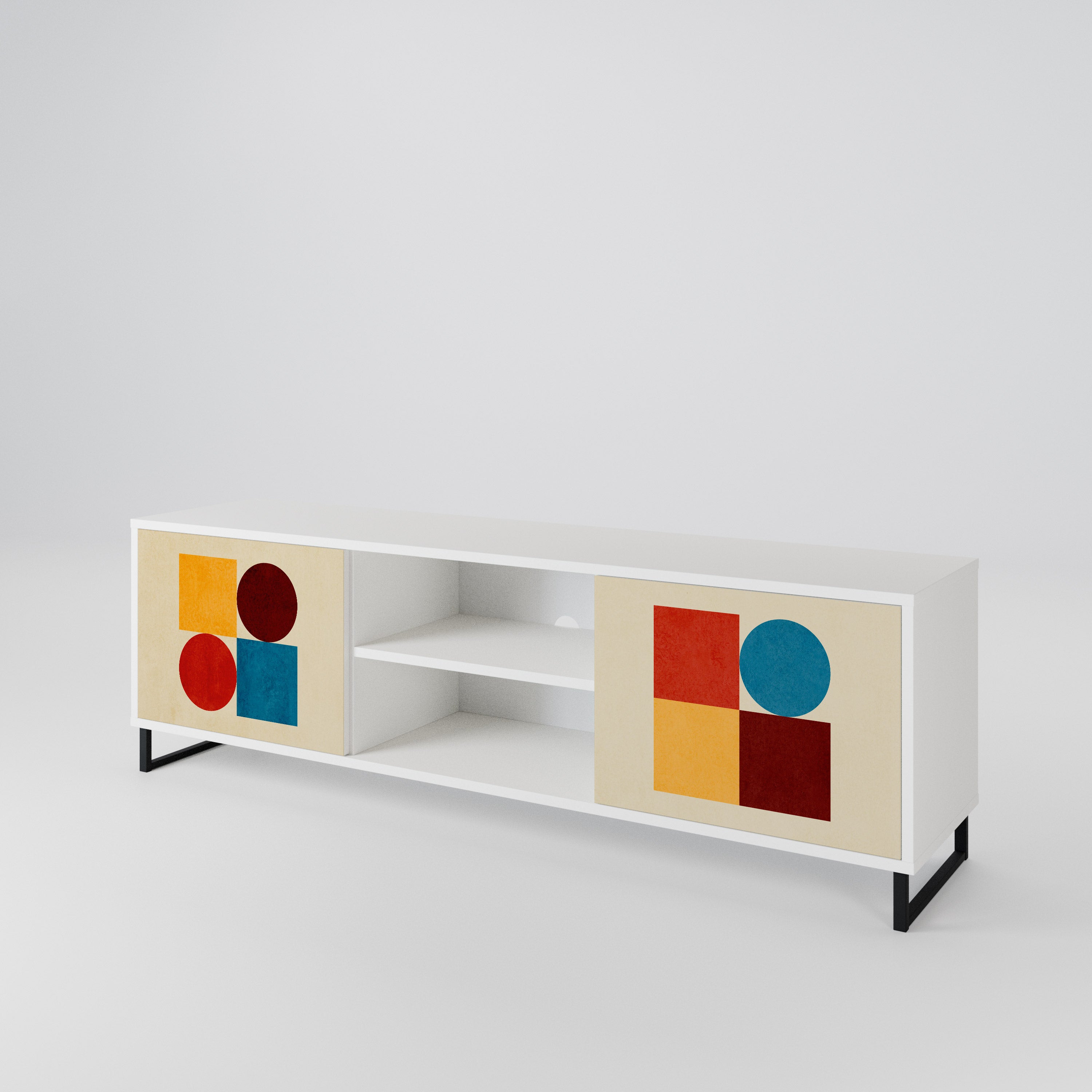 GEOMETRIC PUZZLE TV-bänk med två dörrar