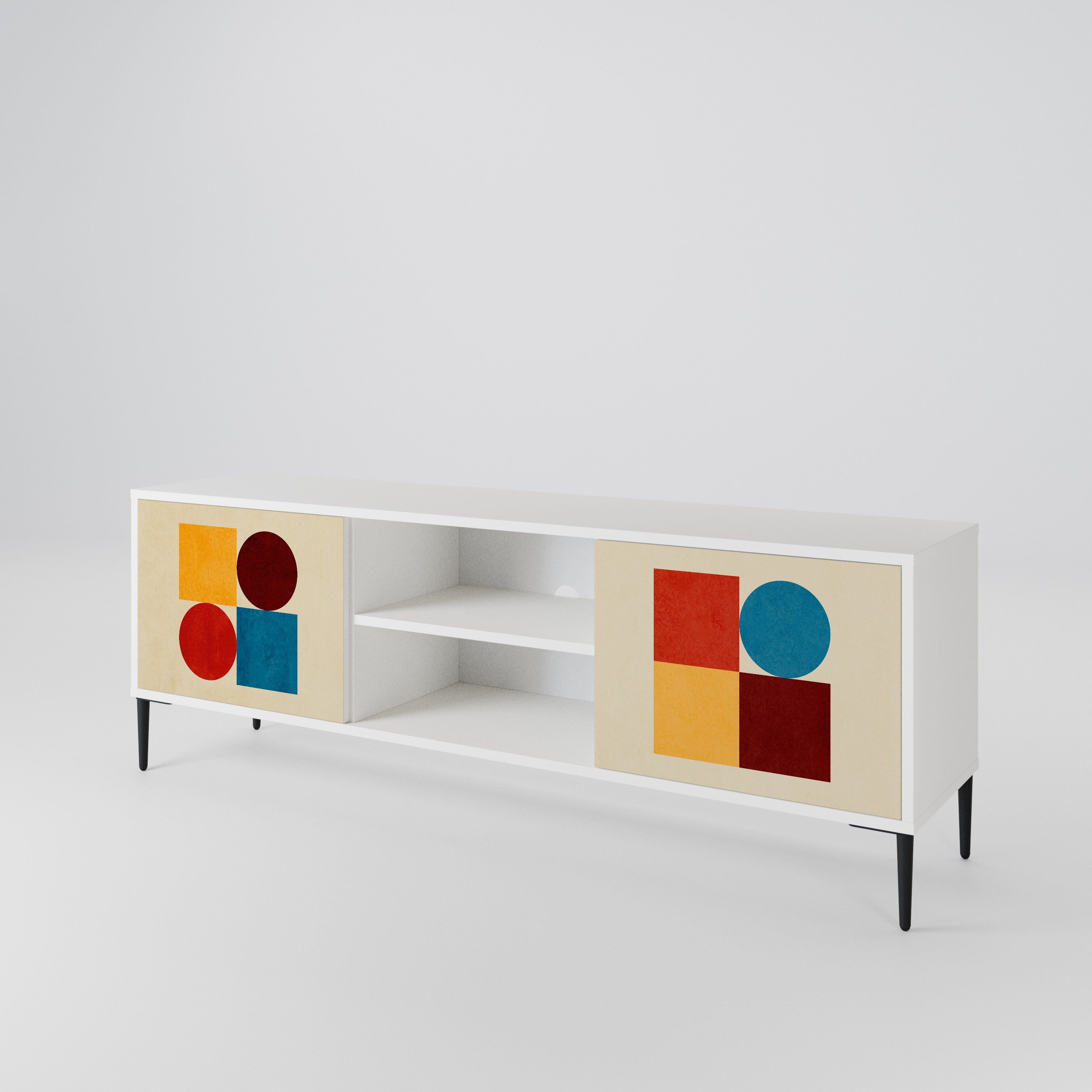 GEOMETRIC PUZZLE TV-bänk med två dörrar