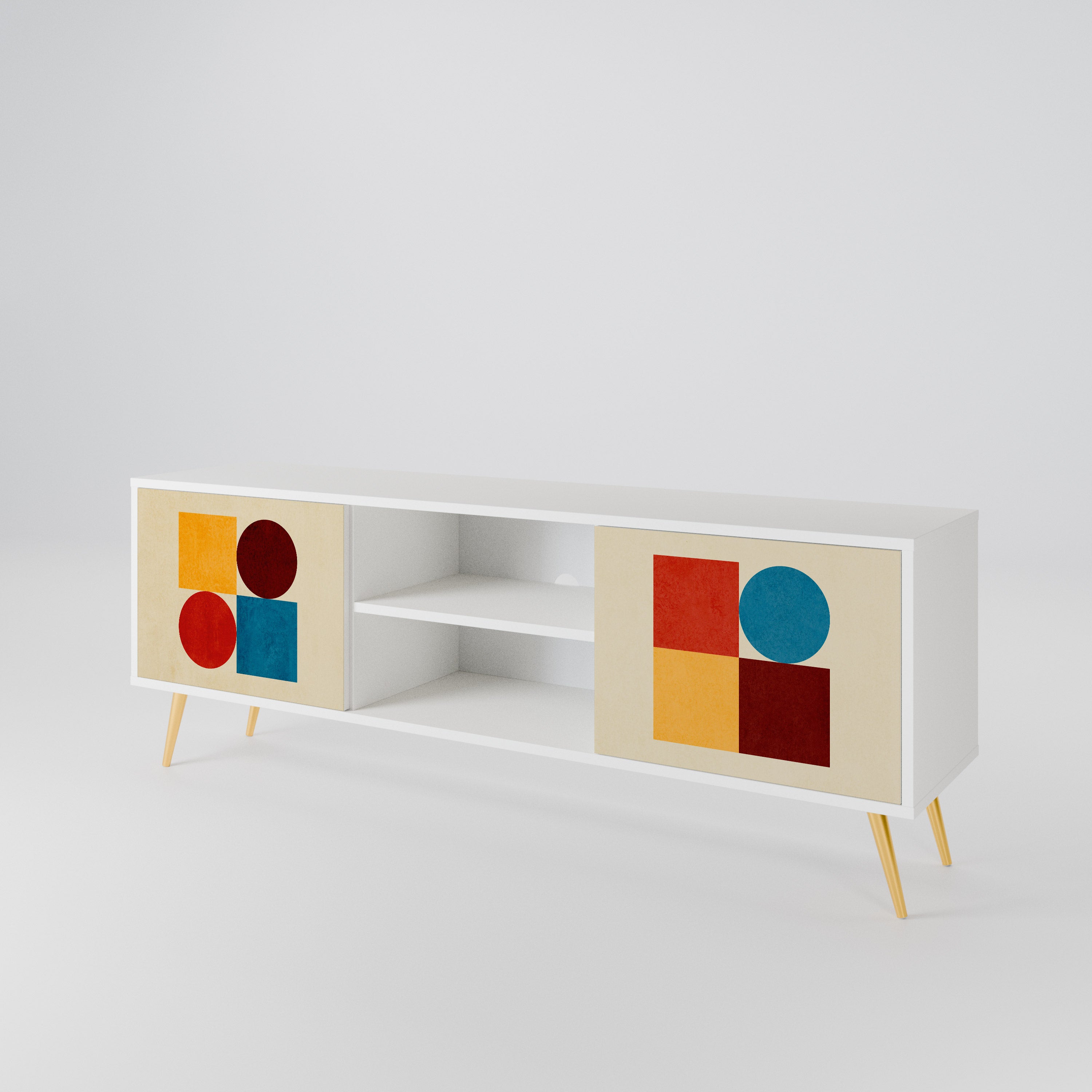 GEOMETRIC PUZZLE TV-bänk med två dörrar