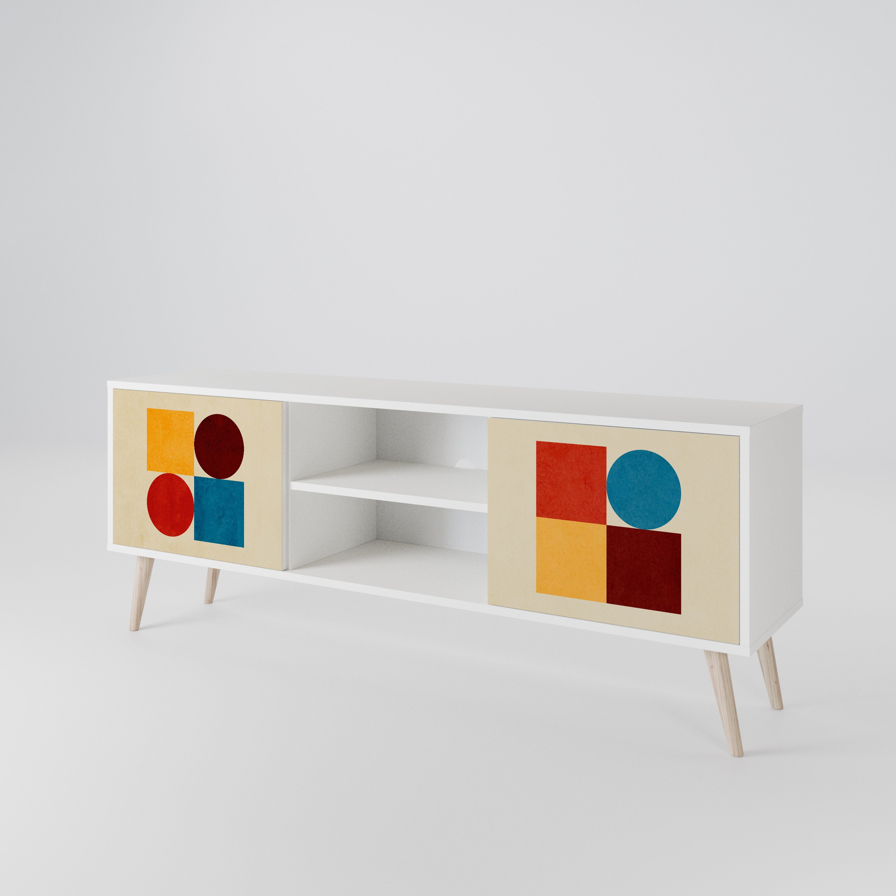 GEOMETRIC PUZZLE TV-bänk med två dörrar